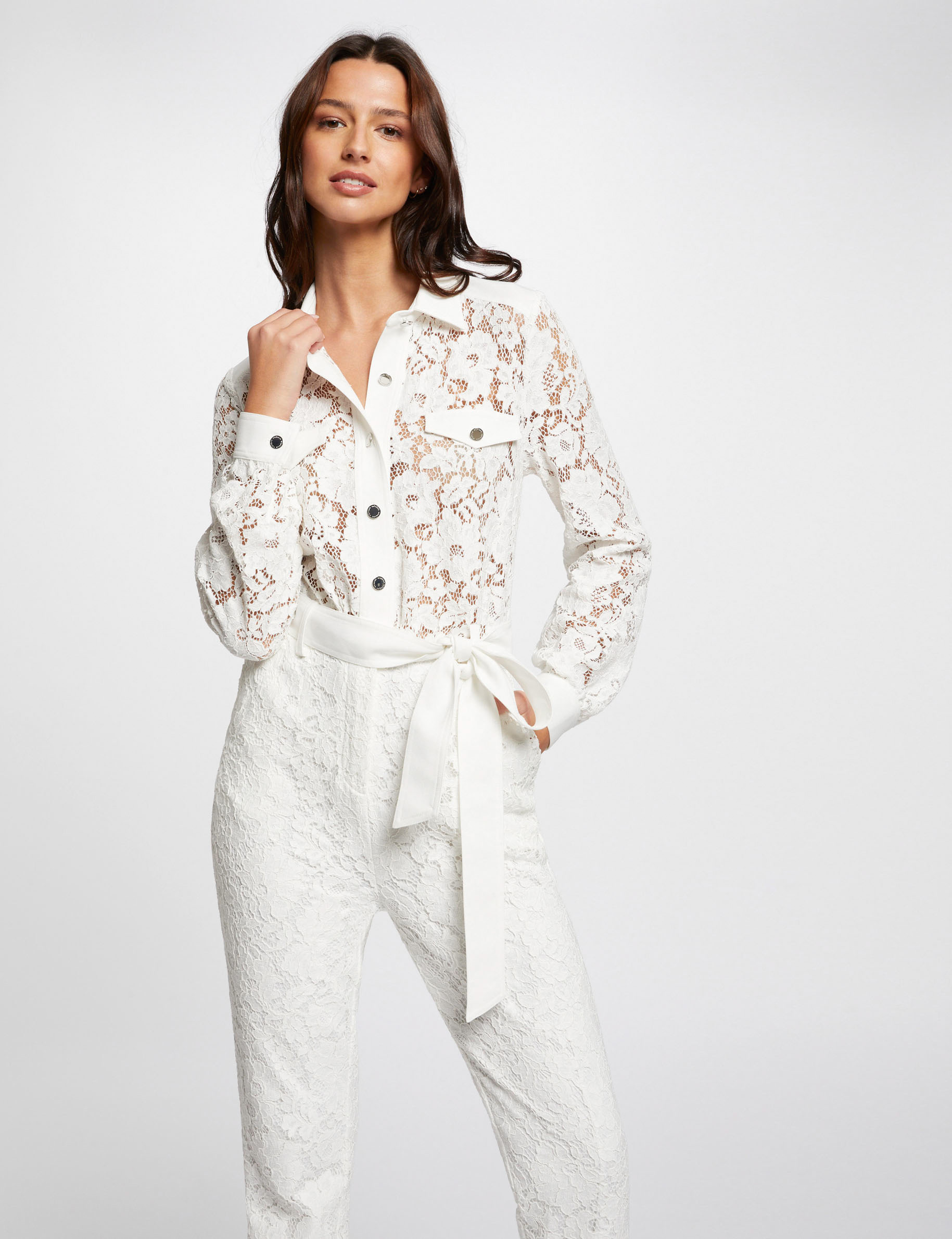 10127 Black-Ecru Tulle Lace Jumpsuit main image 1