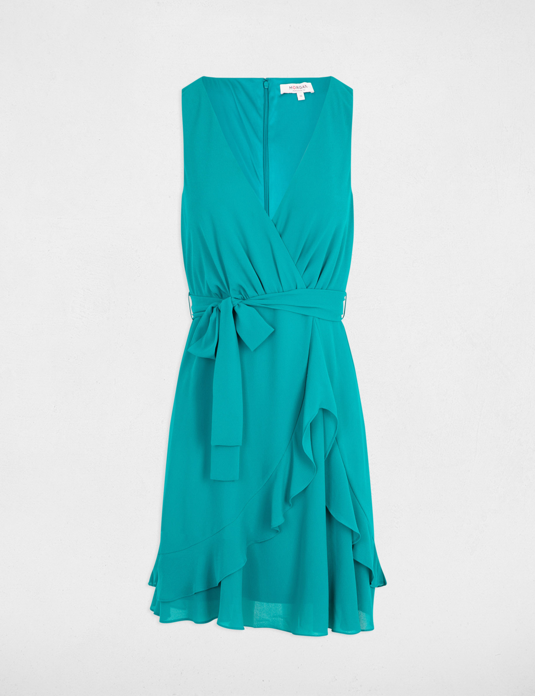 Wrap midi dress turquoise blue women