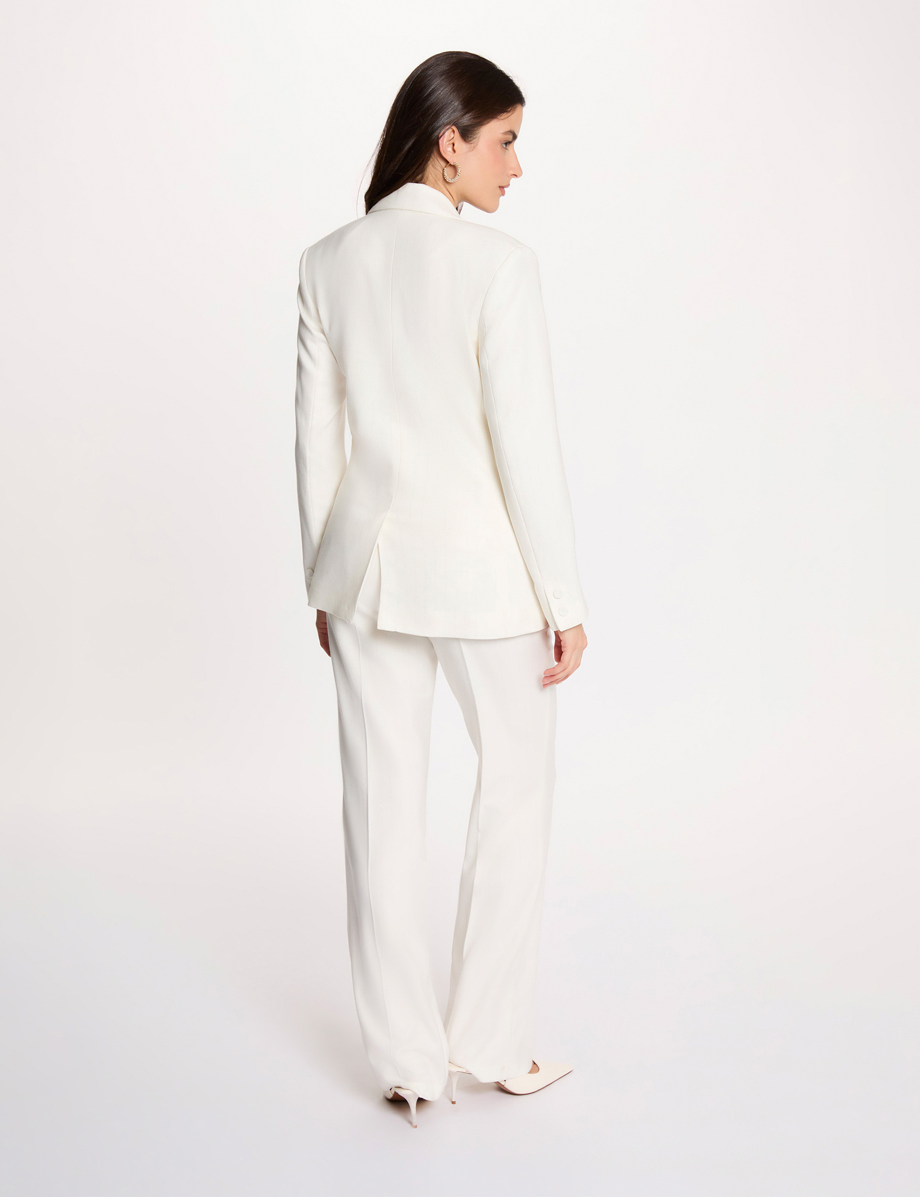 Pinstripe blazer jacket white women