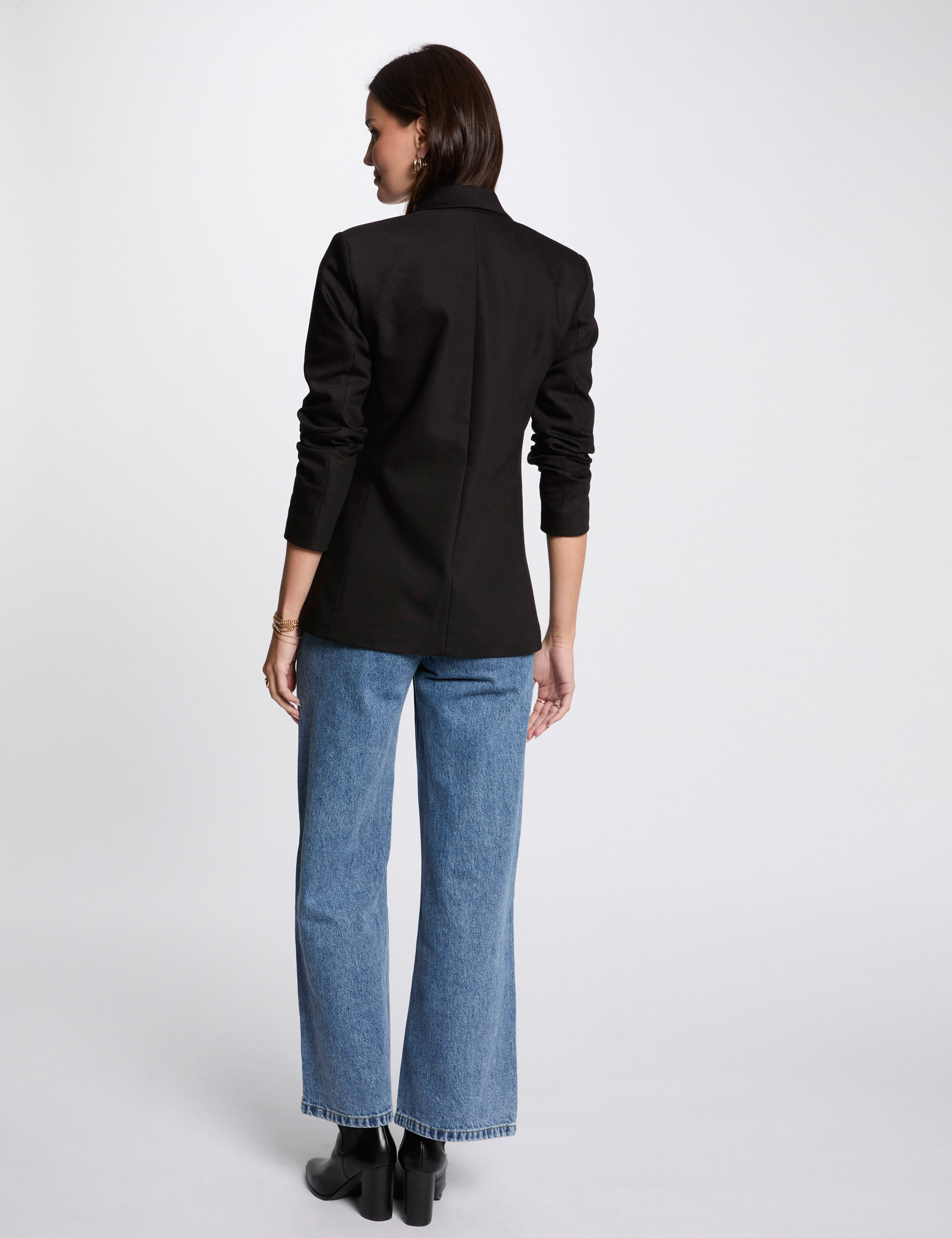 Short jacket shawl collar black women
