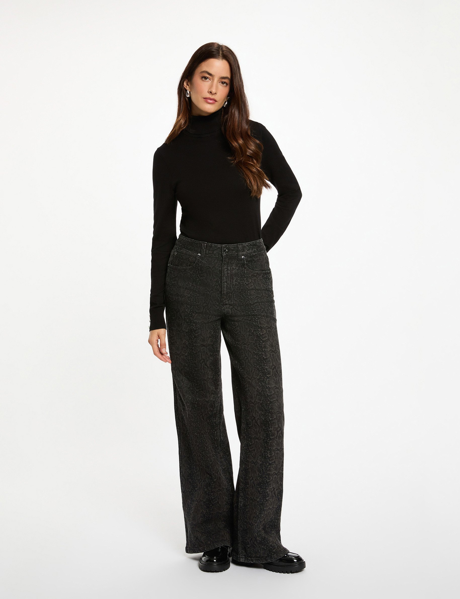 High neck sweater black women