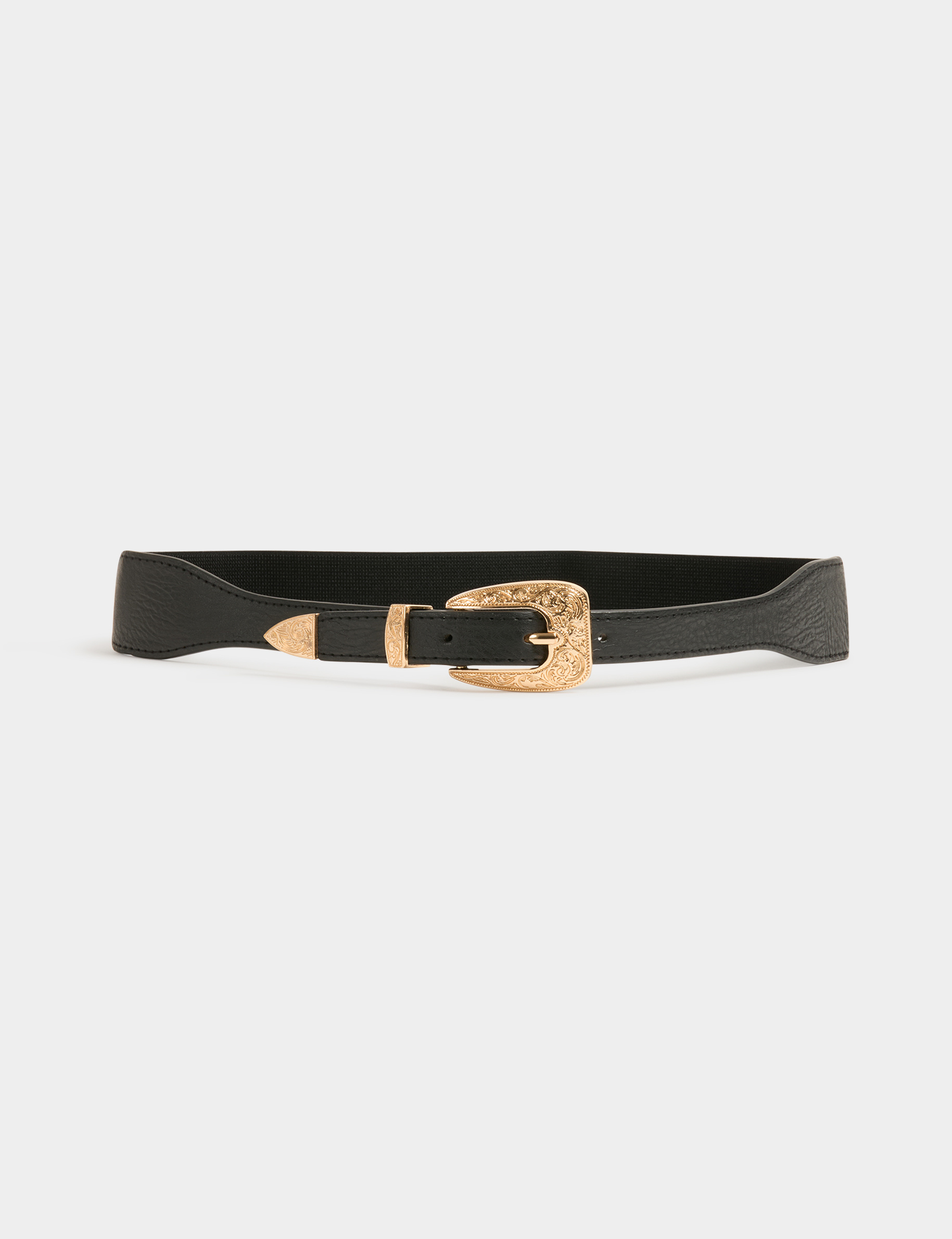 Elasticised belt black ladies Morgan