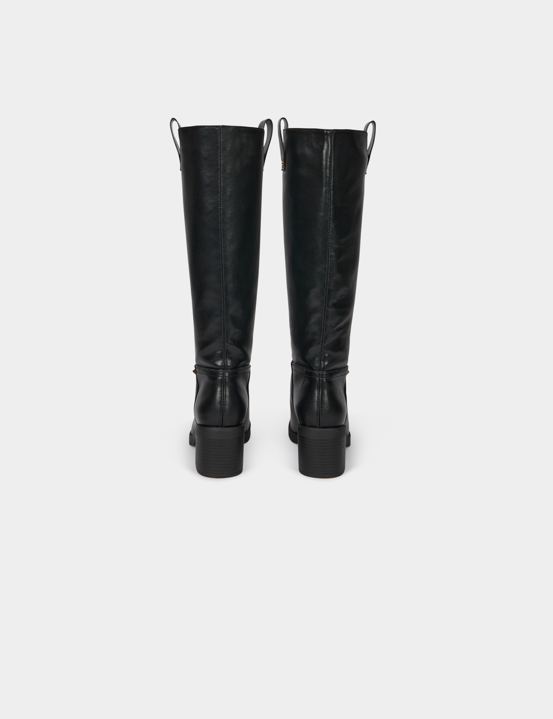 Heeled faux leather boots black women