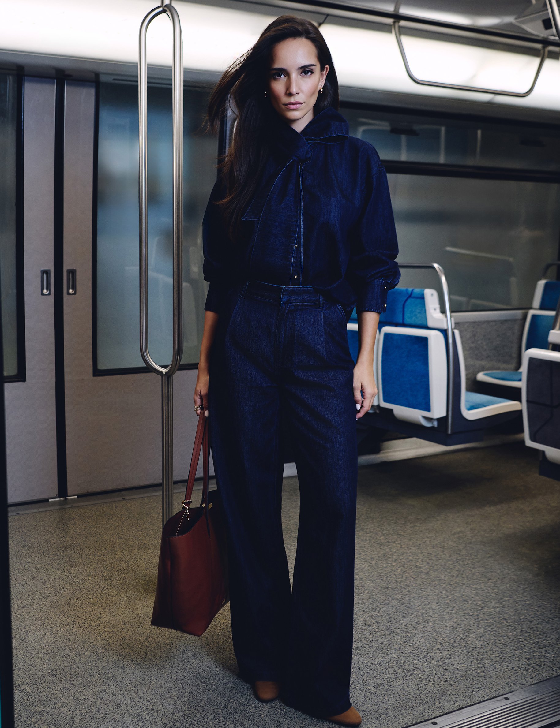 High-waisted wide-leg trousers raw denim women