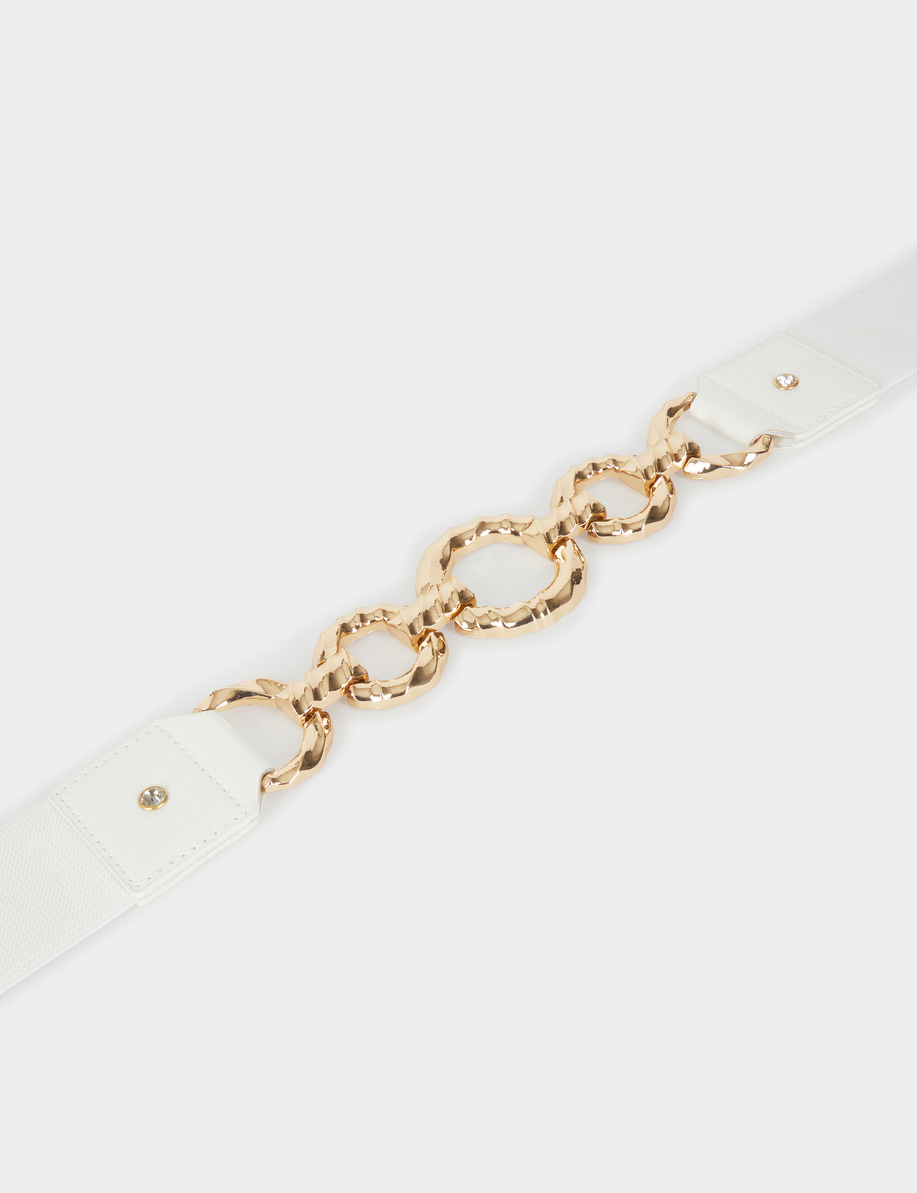 Elasticised belt with ornament white ladies' Elasticised belt with ornament white ladies'