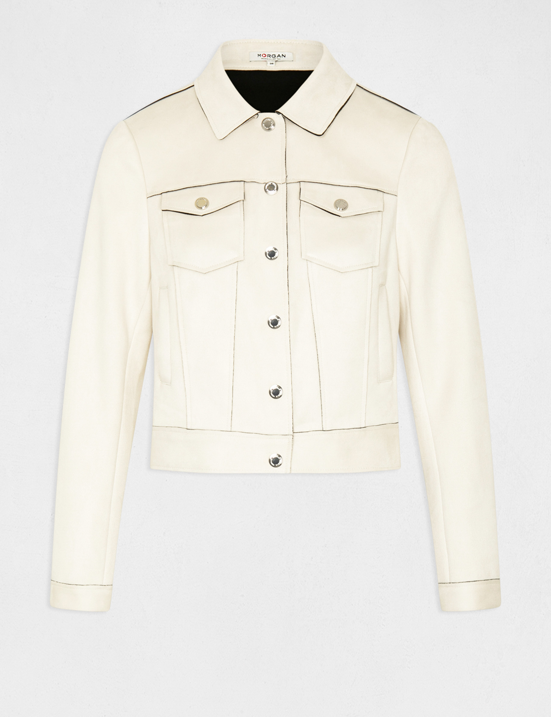 Straight buttoned jacket suede effect  ladies'
