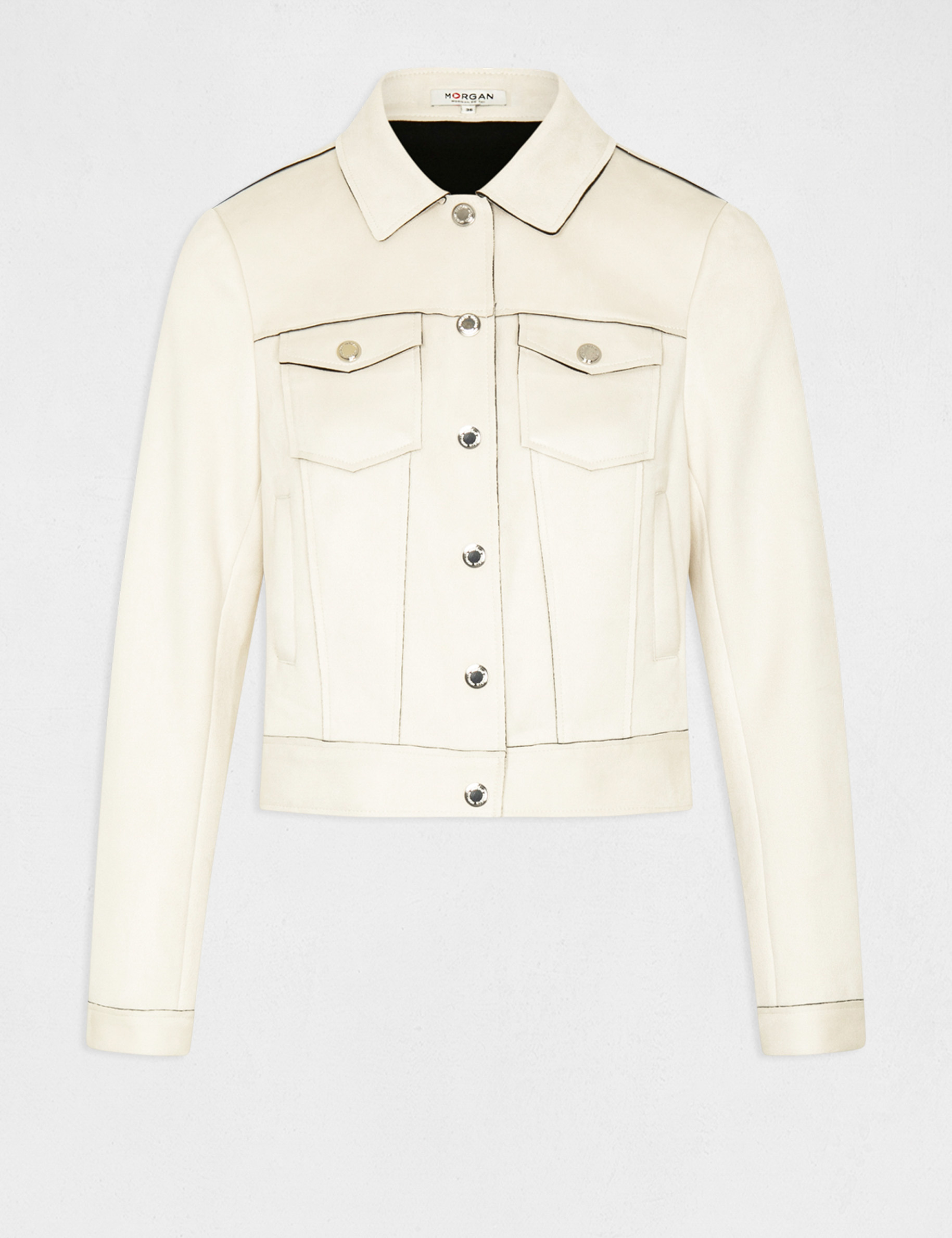 Straight buttoned jacket suede effect ladies' Straight buttoned jacket suede effect ladies'
