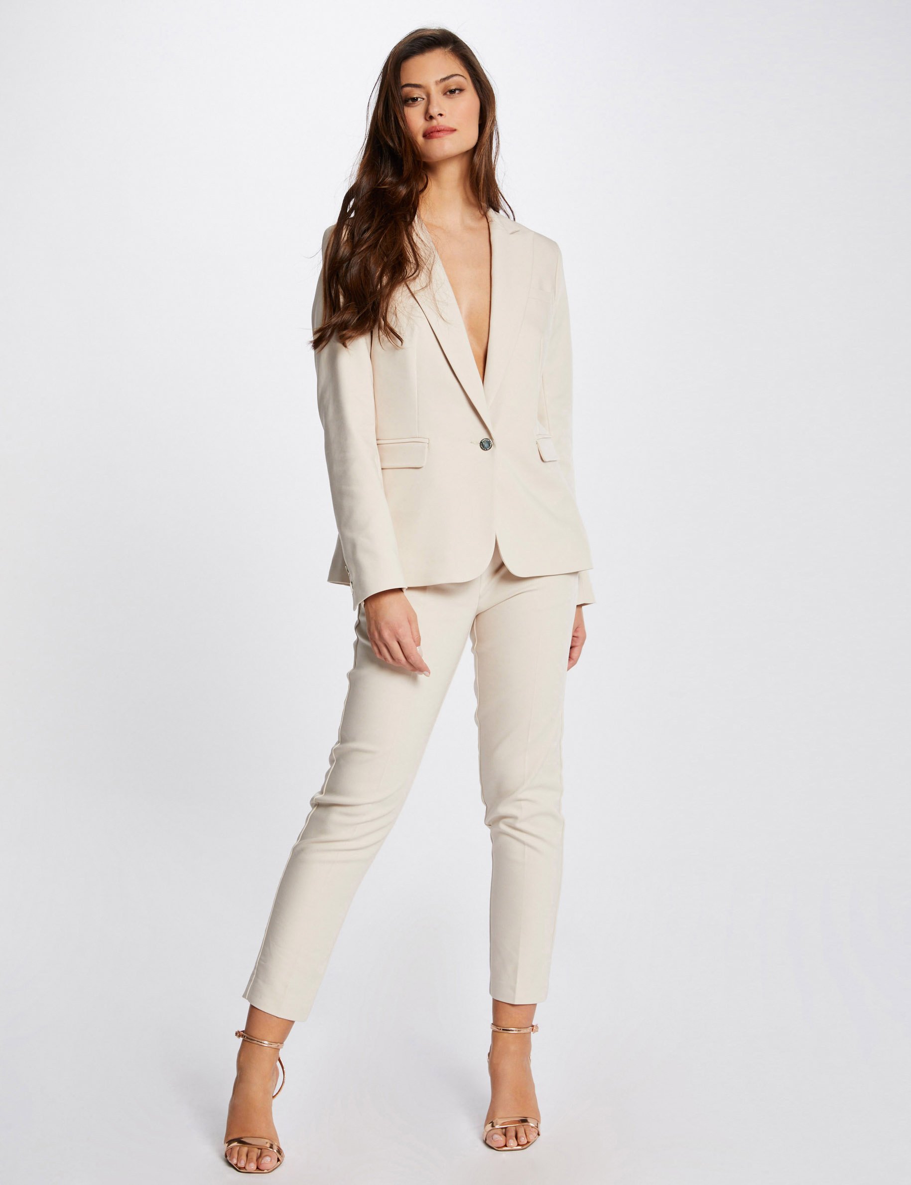 Cropped cigarette trousers ivory ladies'