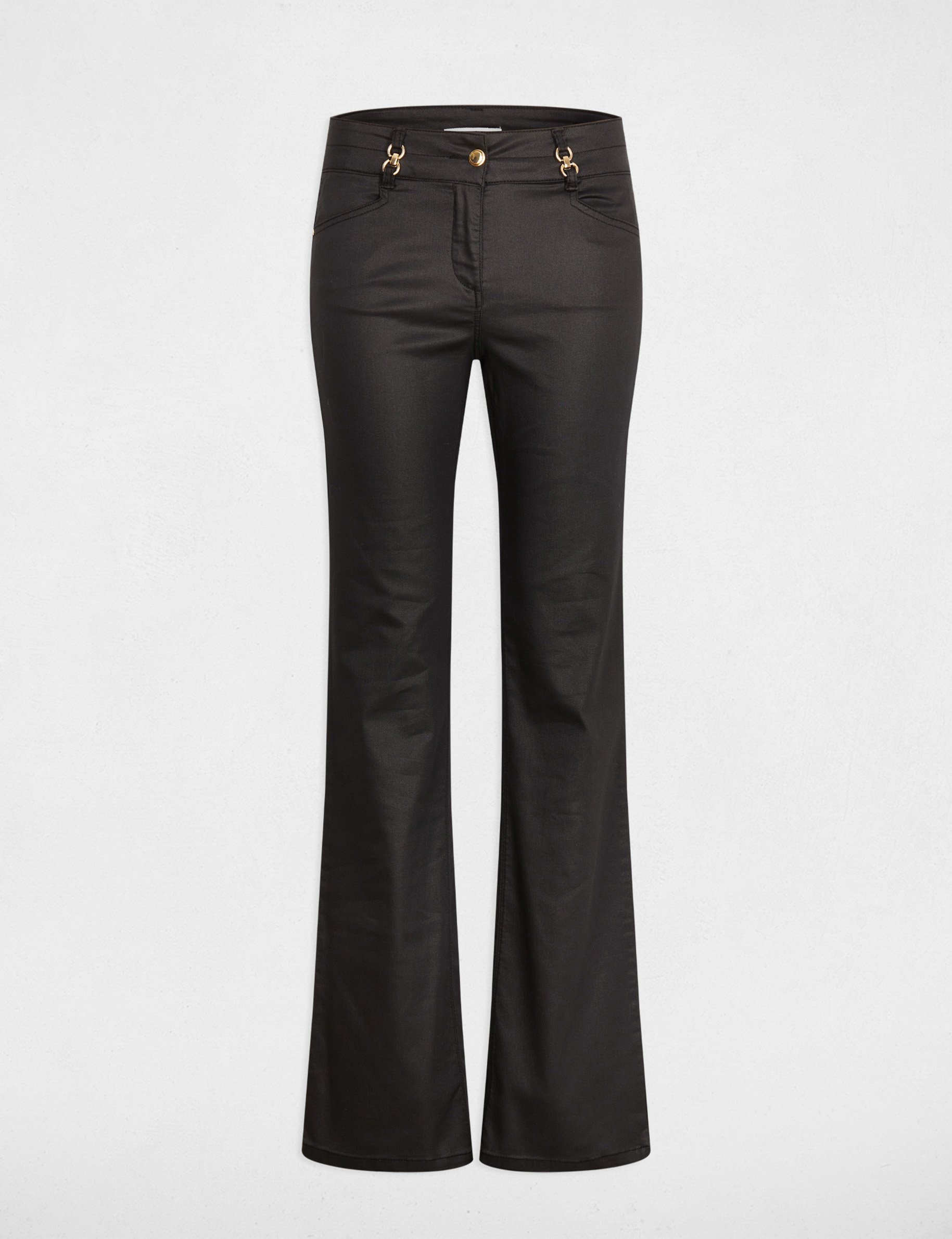 Pantalon bootcut enduit noir femme