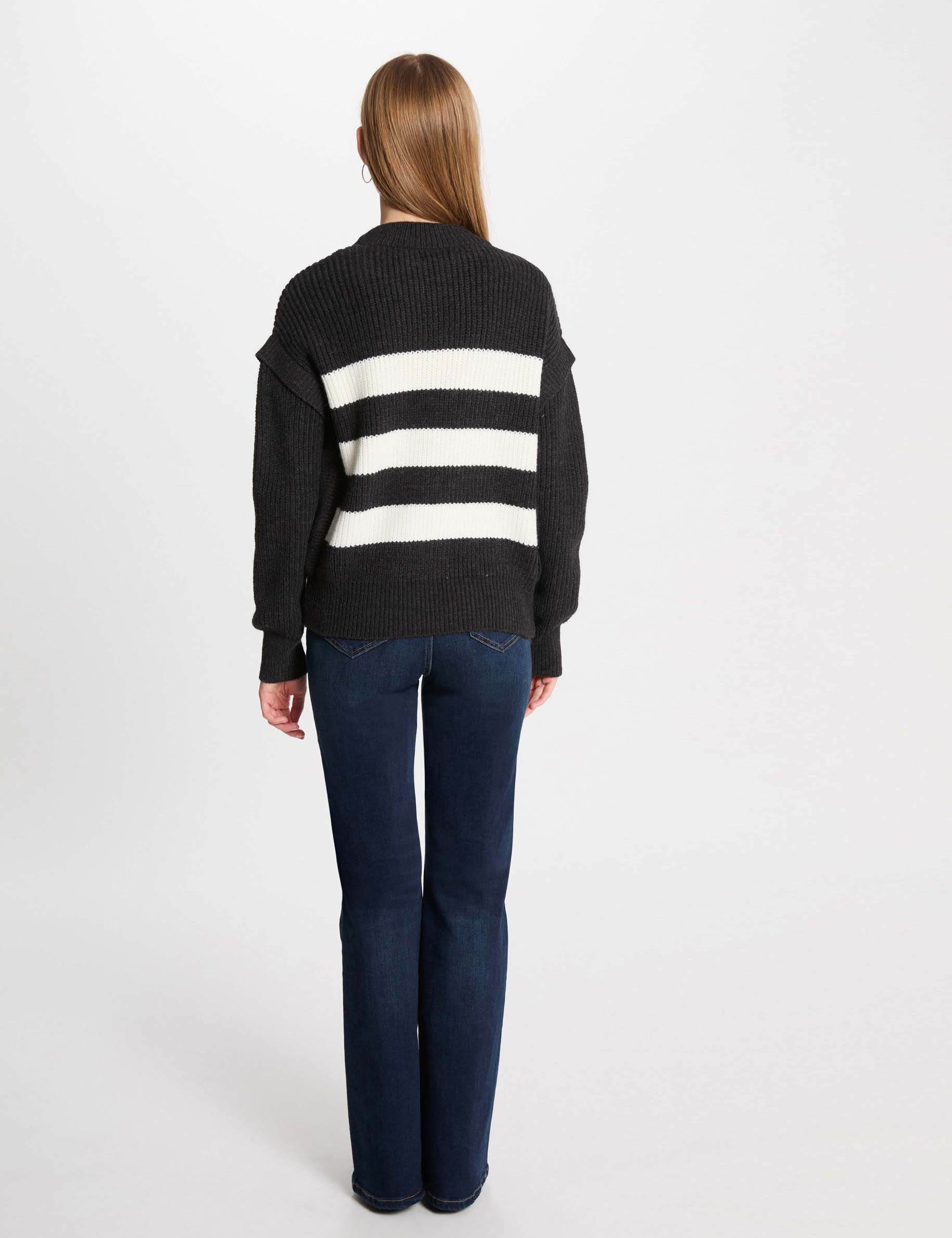stripped jumper round neck anthracite grey women Stripped jumper round neck anthracite grey women