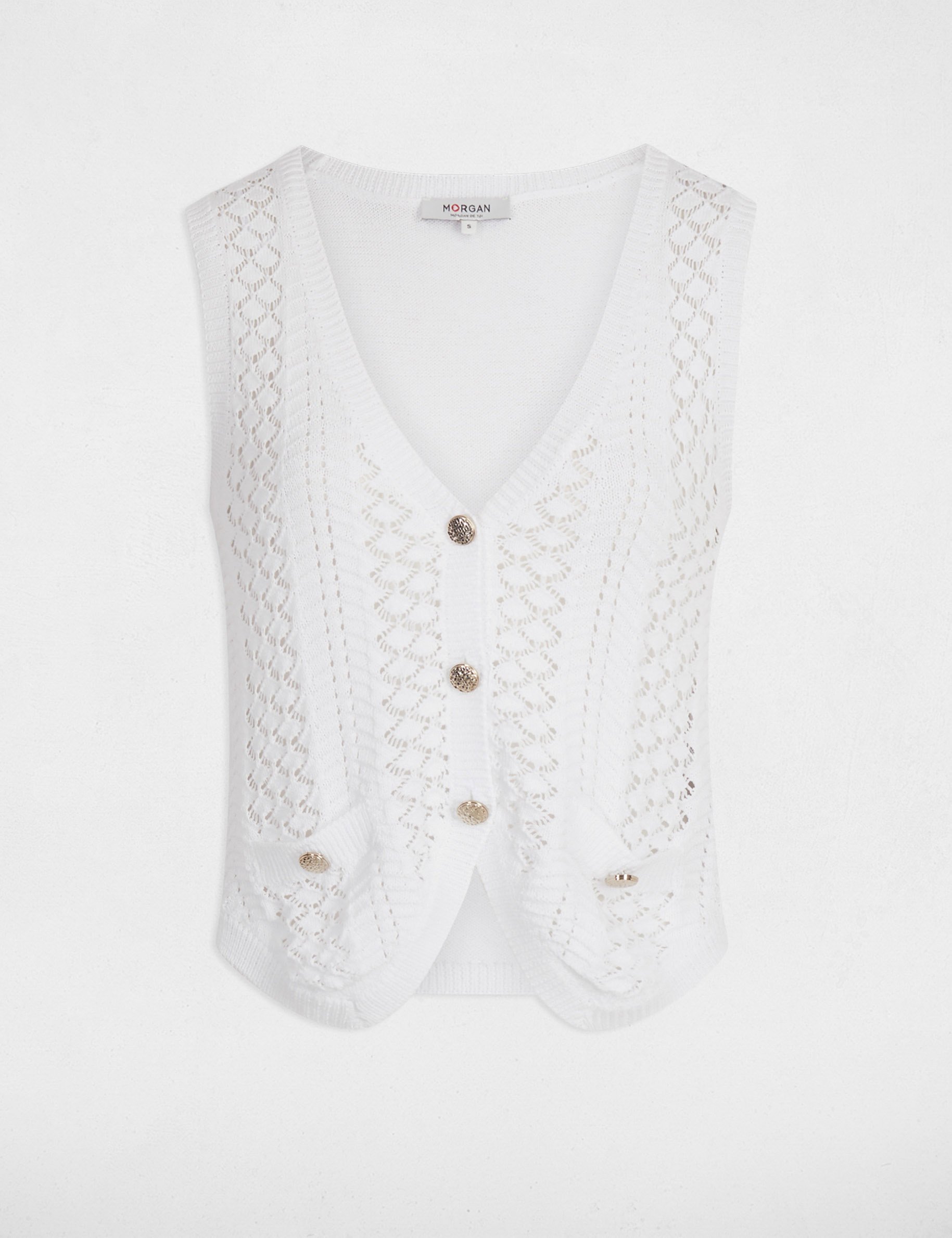 Gilet sans manches col v blanc femme
