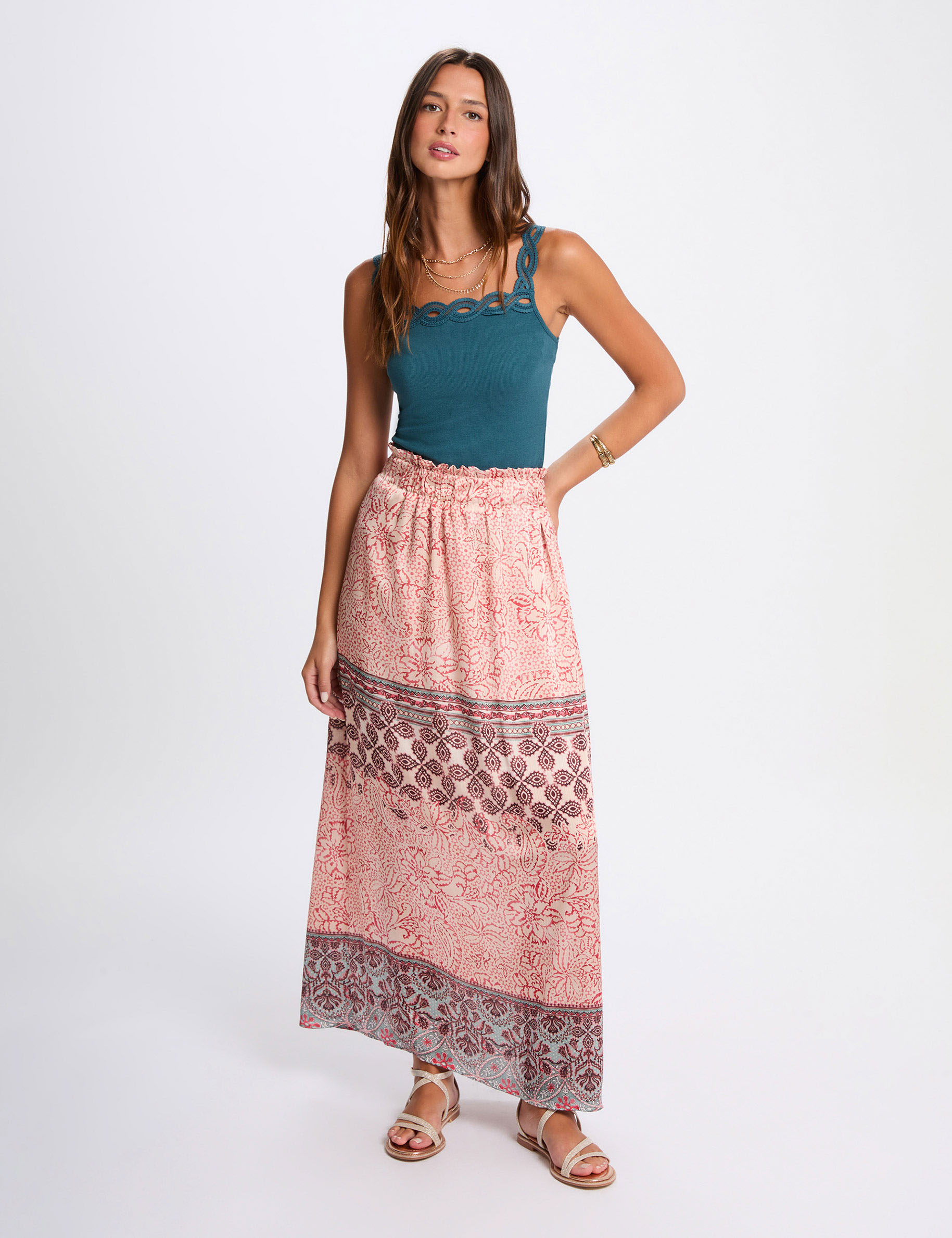 Flowy long skirt multicolor women