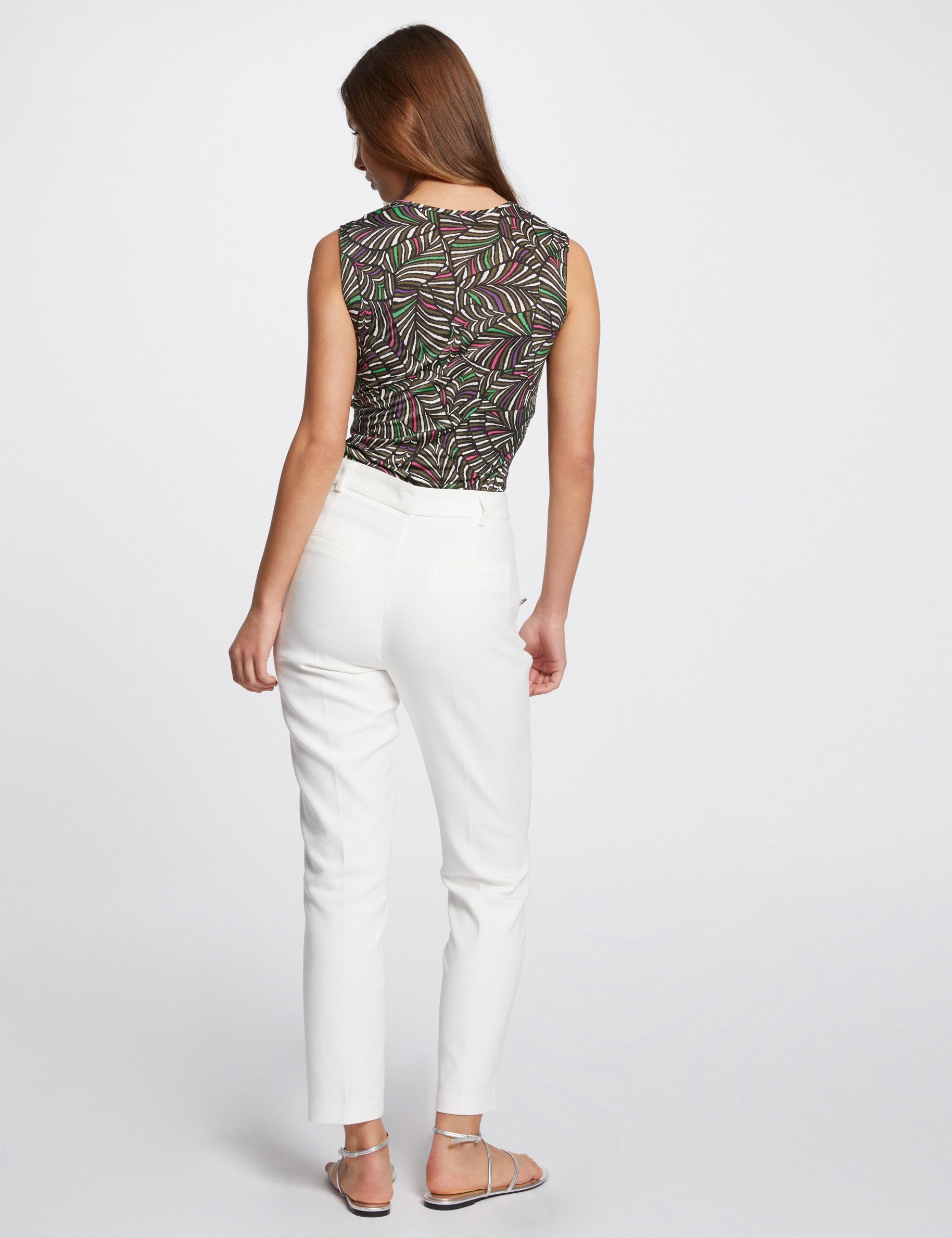Cropped fitted trousers ecru ladies'