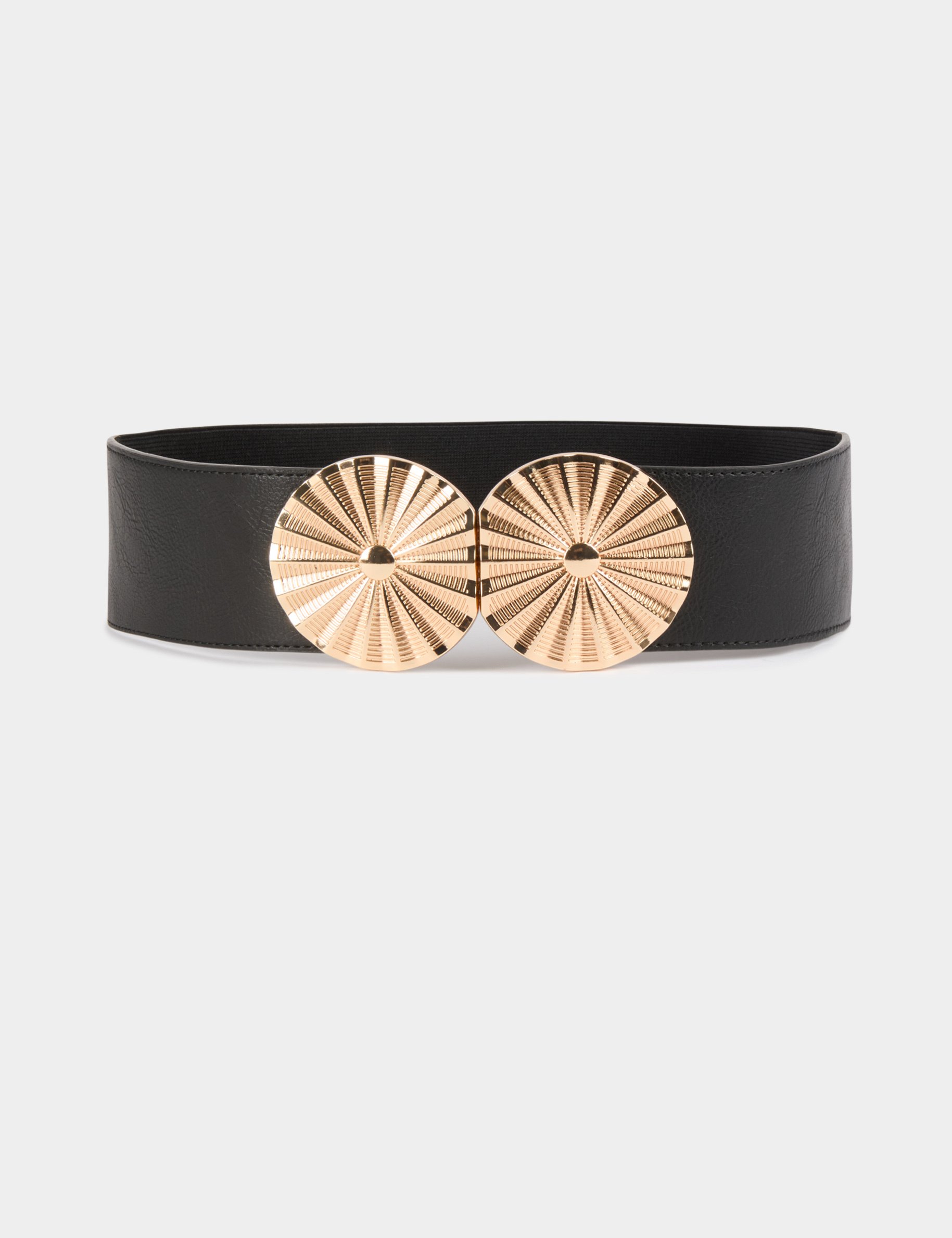 Elasticised belt with buckles black women