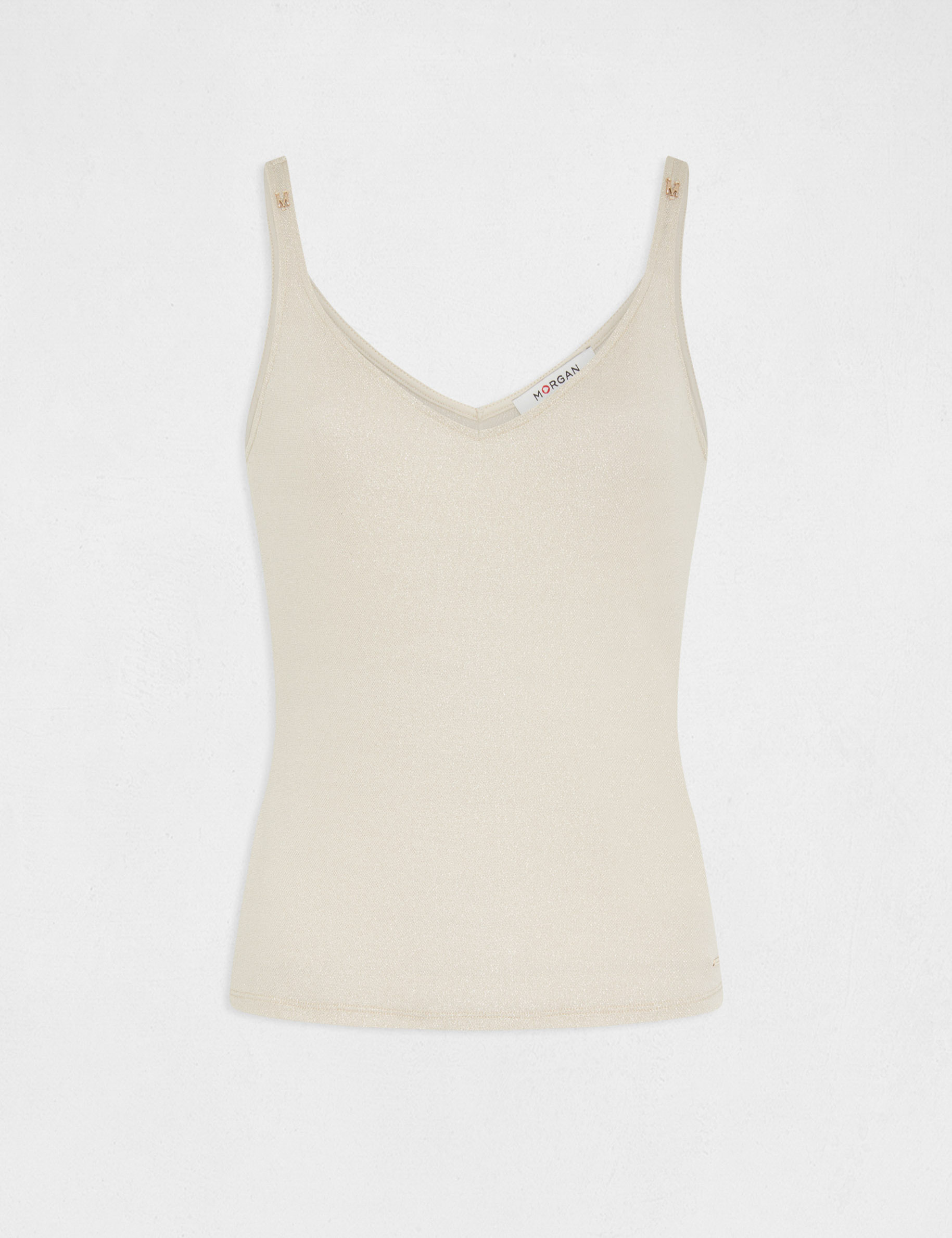 vest top v neck and metallised threads ivory women Vest top V-neck and metallised threads ivory women