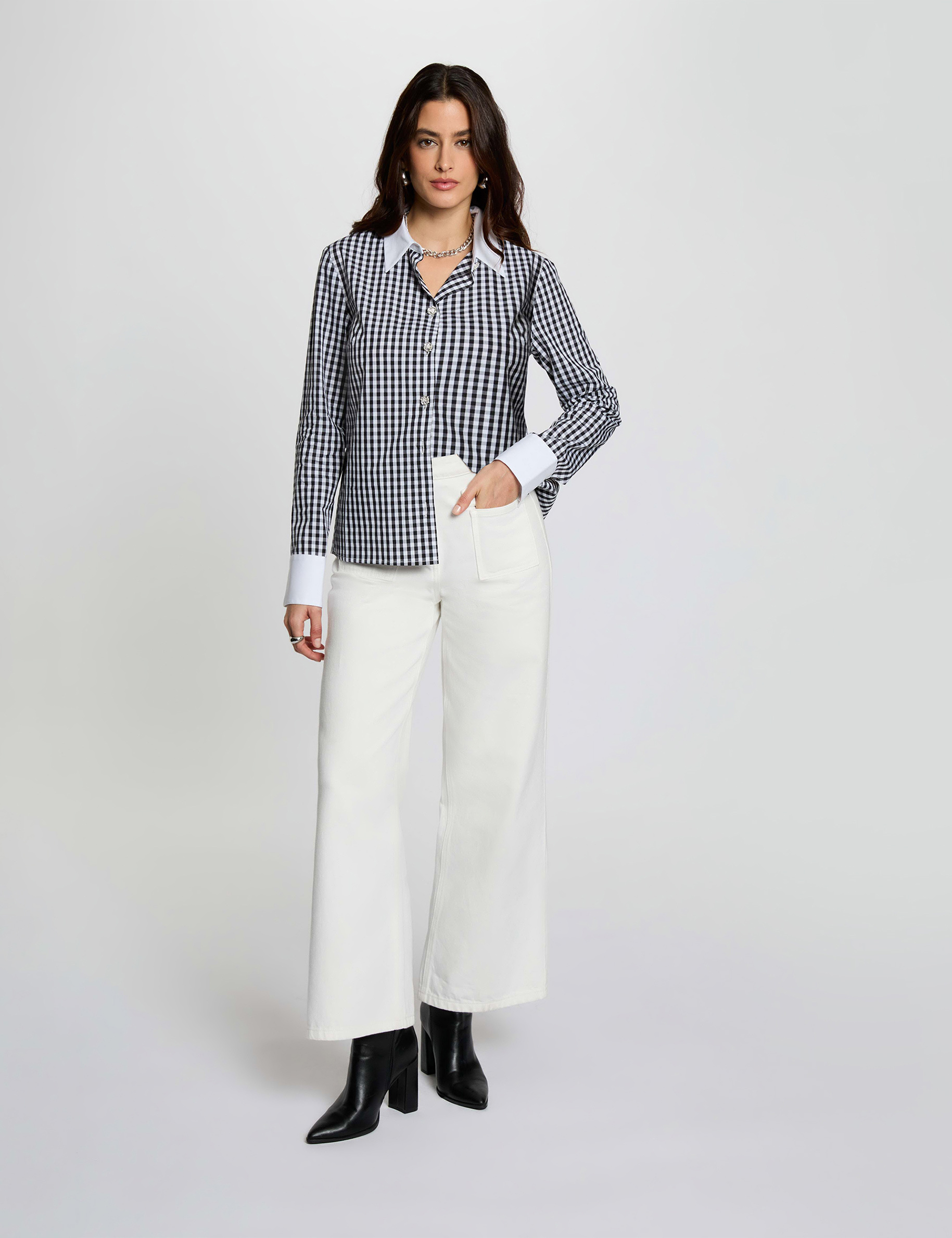 Shirt with contrasting collar multicolor women