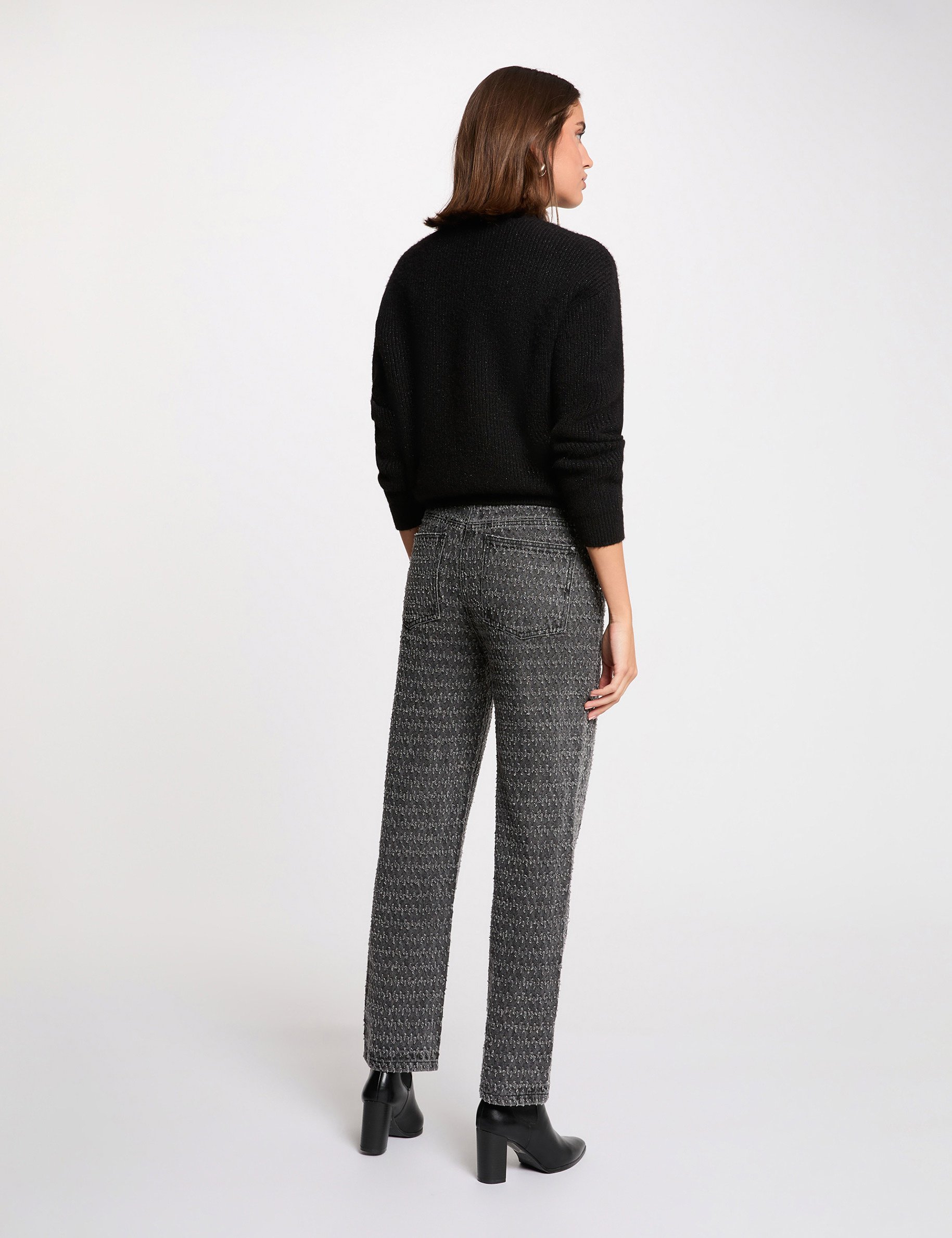 High-waisted mom jeans mid-grey women