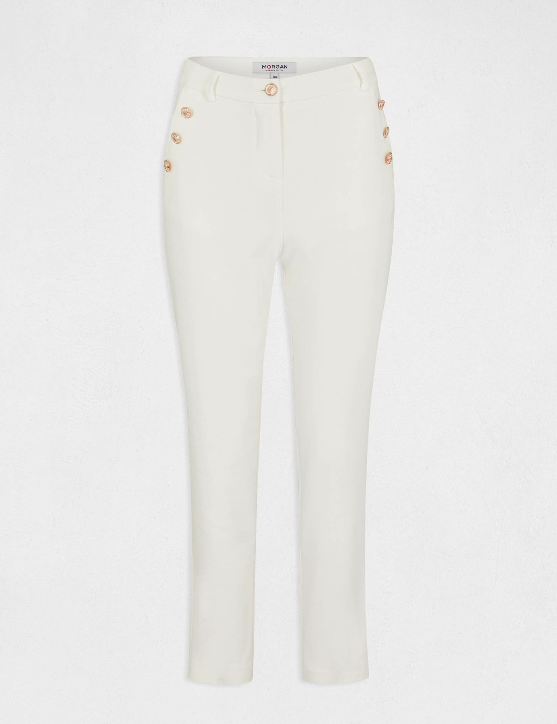 Fitted cropped trousers with darts ecru ladies'