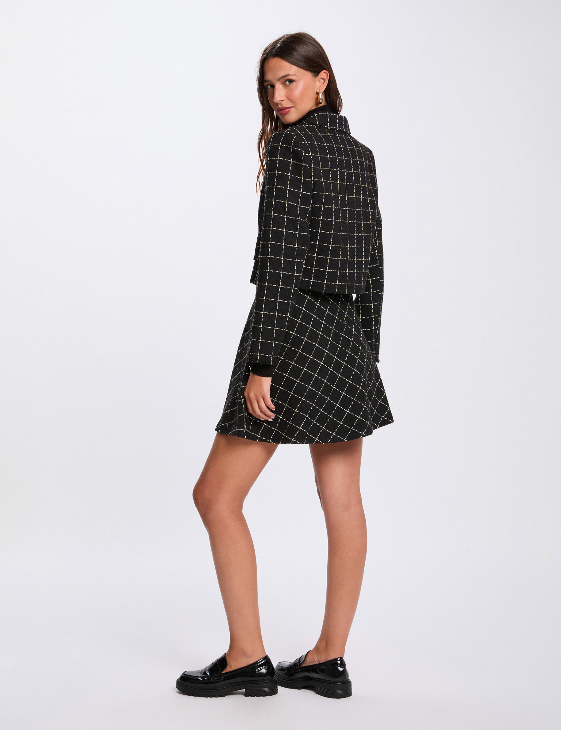 Fitted cropped jacket black women