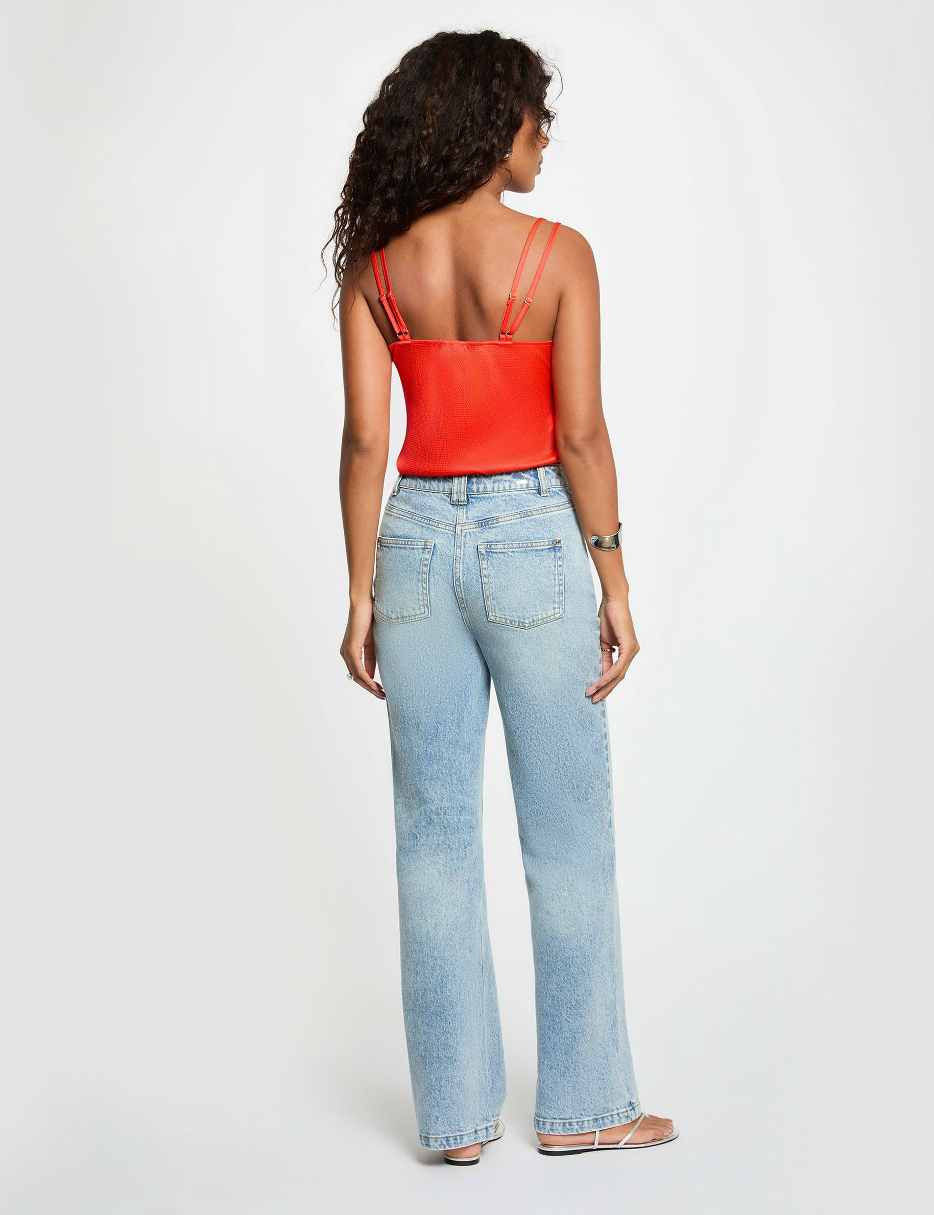 Satin top with straps bright red women