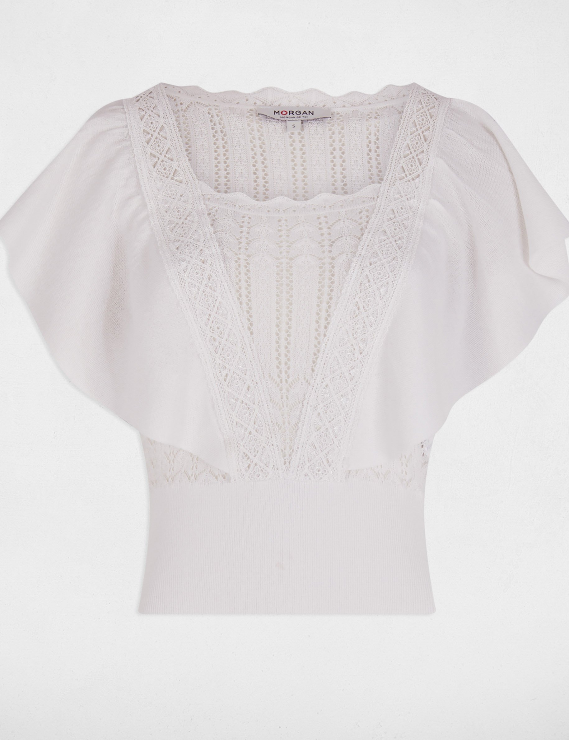 lace short sleeved jumper ivory women Lace short-sleeved jumper ivory women