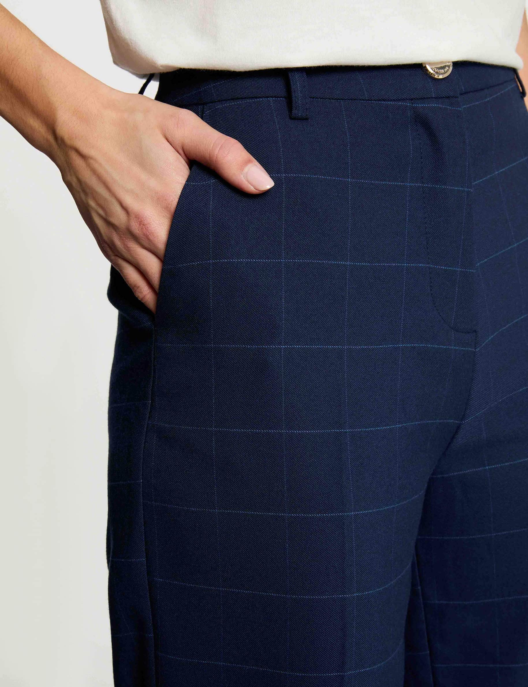 High-waisted trousers navy blue women