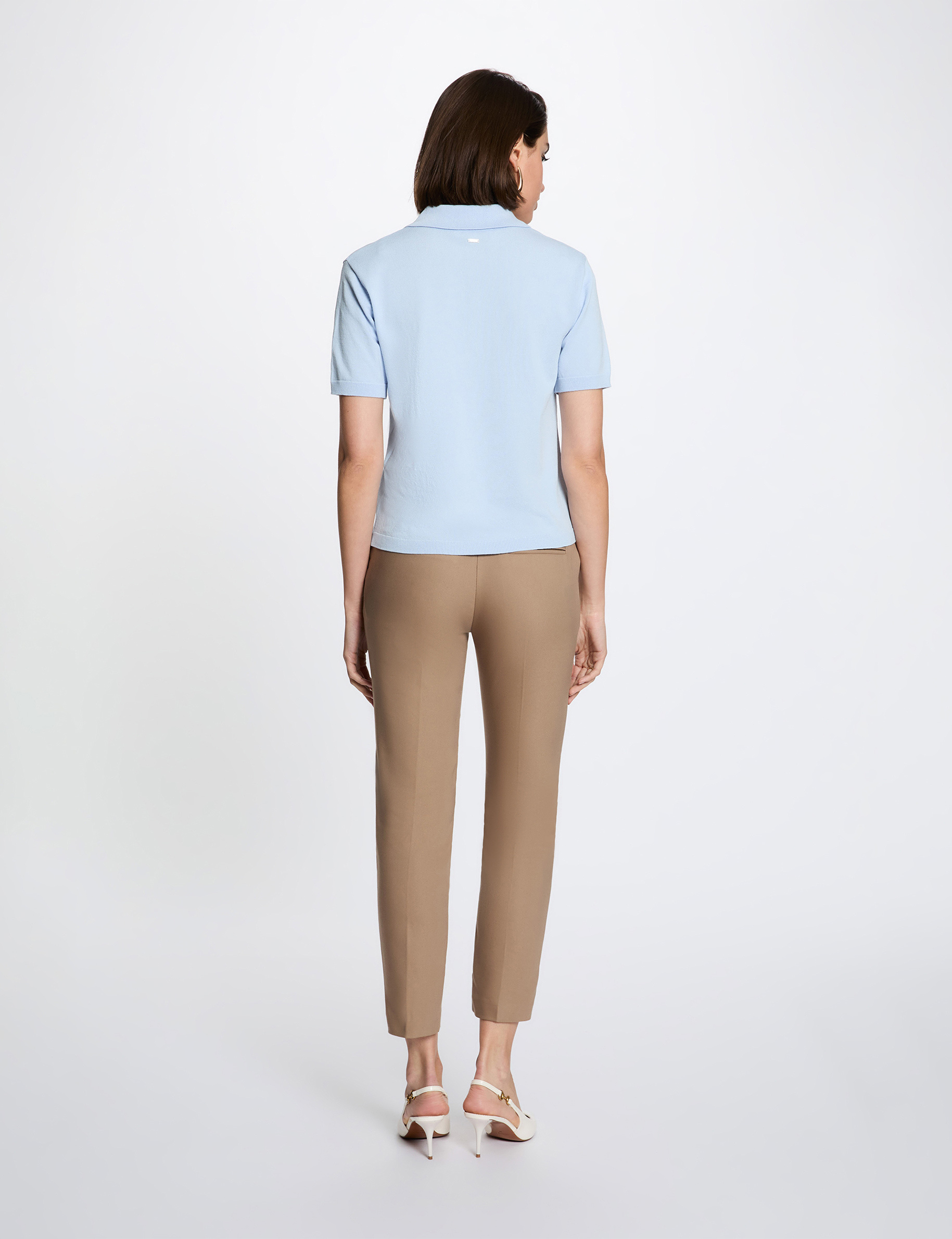Cropped cigarette trousers taupe women