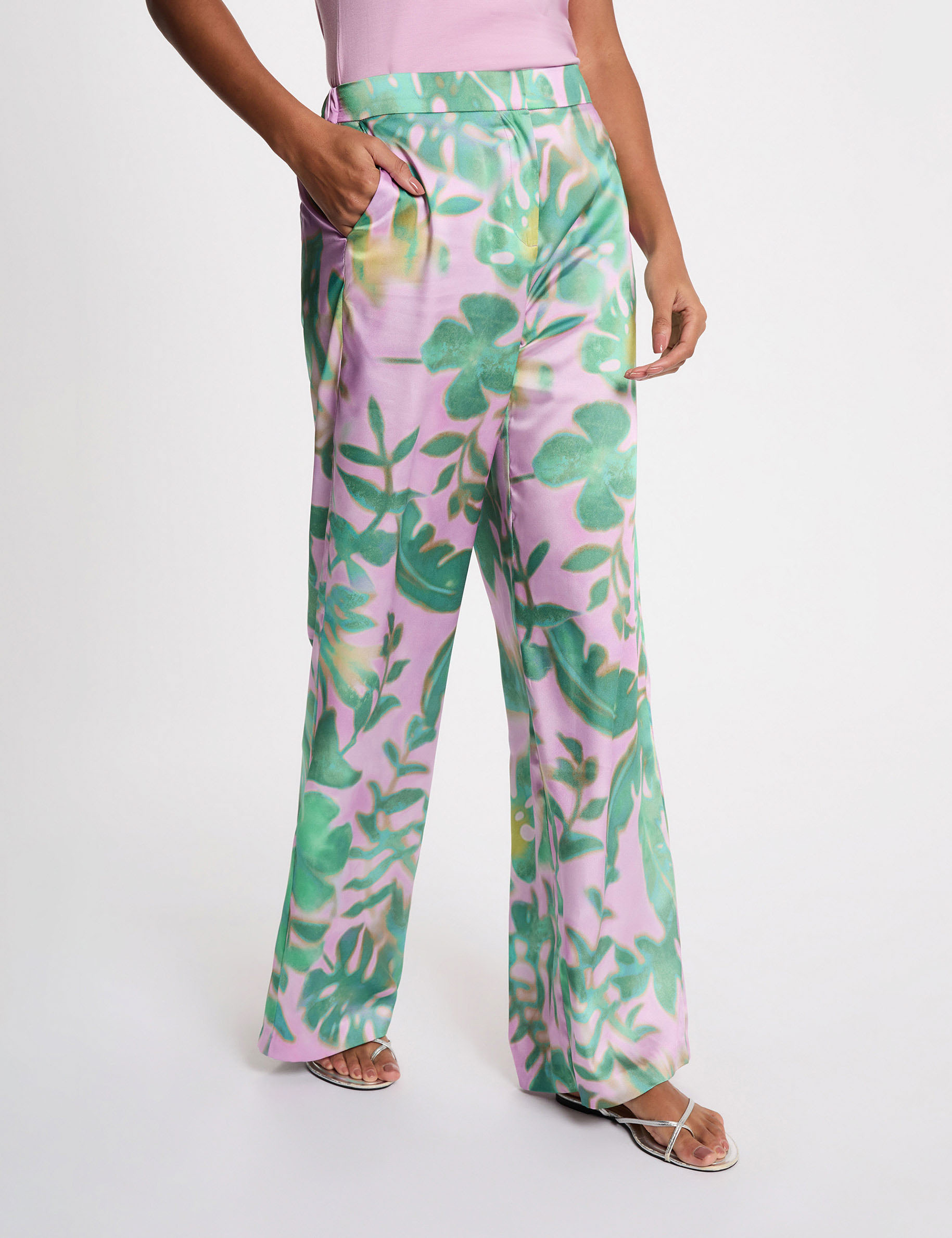 High-waisted wide-leg trousers multicolor women