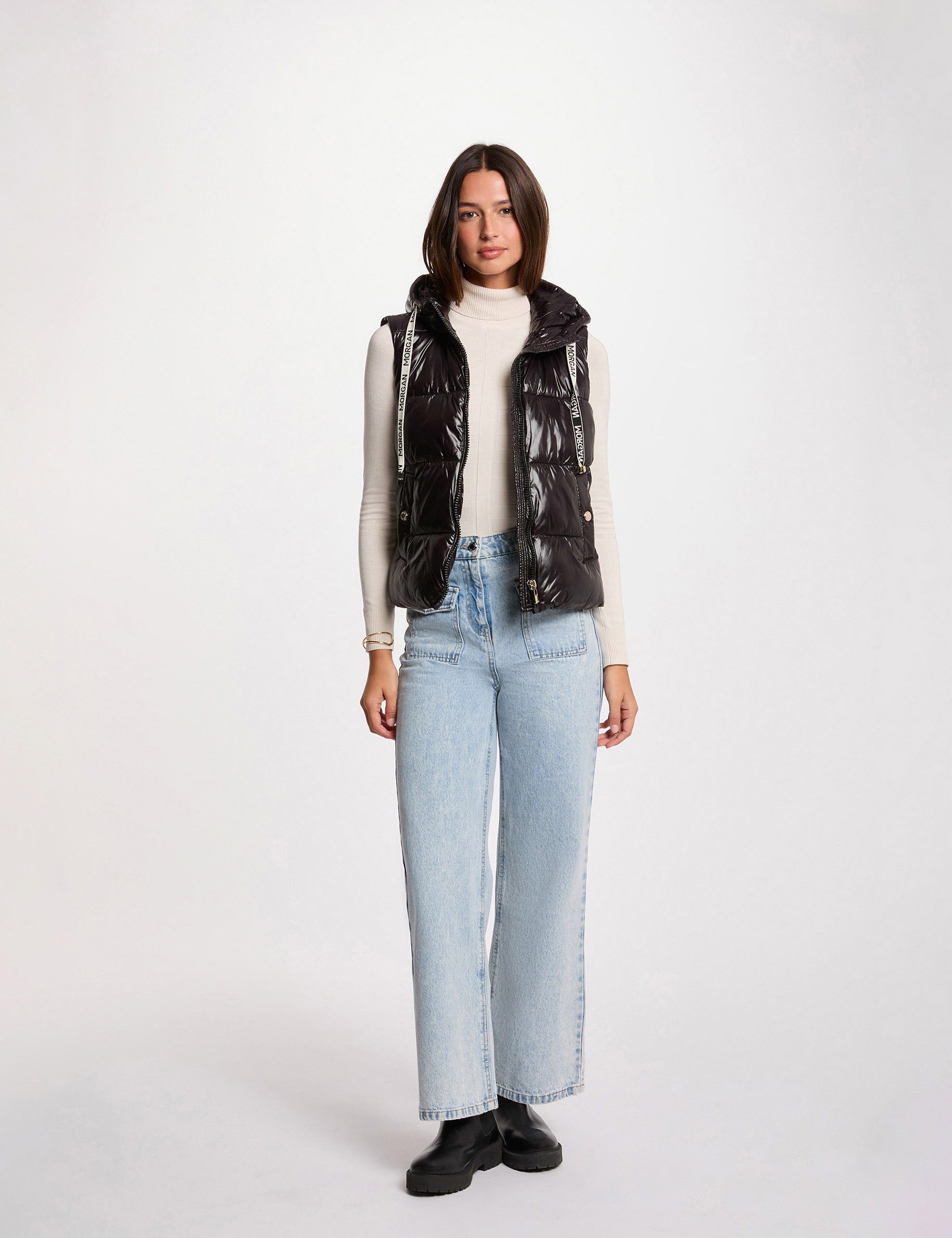 doudoune aspect vinyle noir femme Doudoune aspect vinyle noir femme