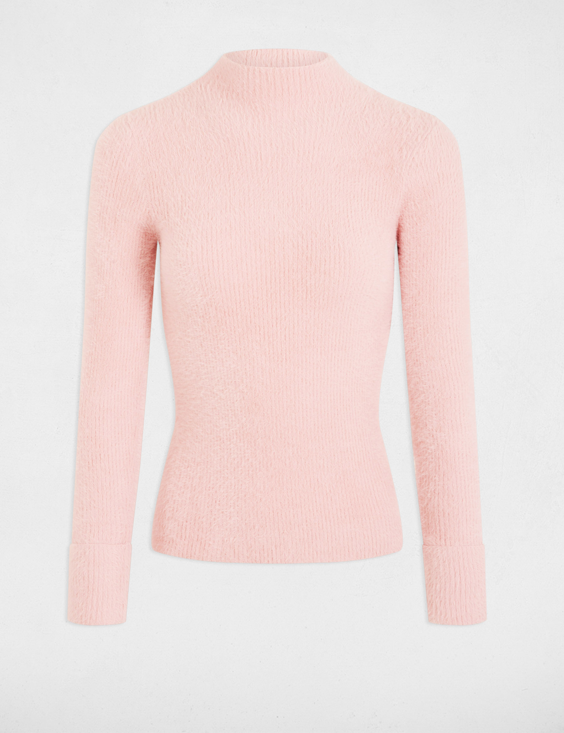 long sleeve fuzzy knit sweater light pink women Long-sleeve fuzzy knit sweater light pink women