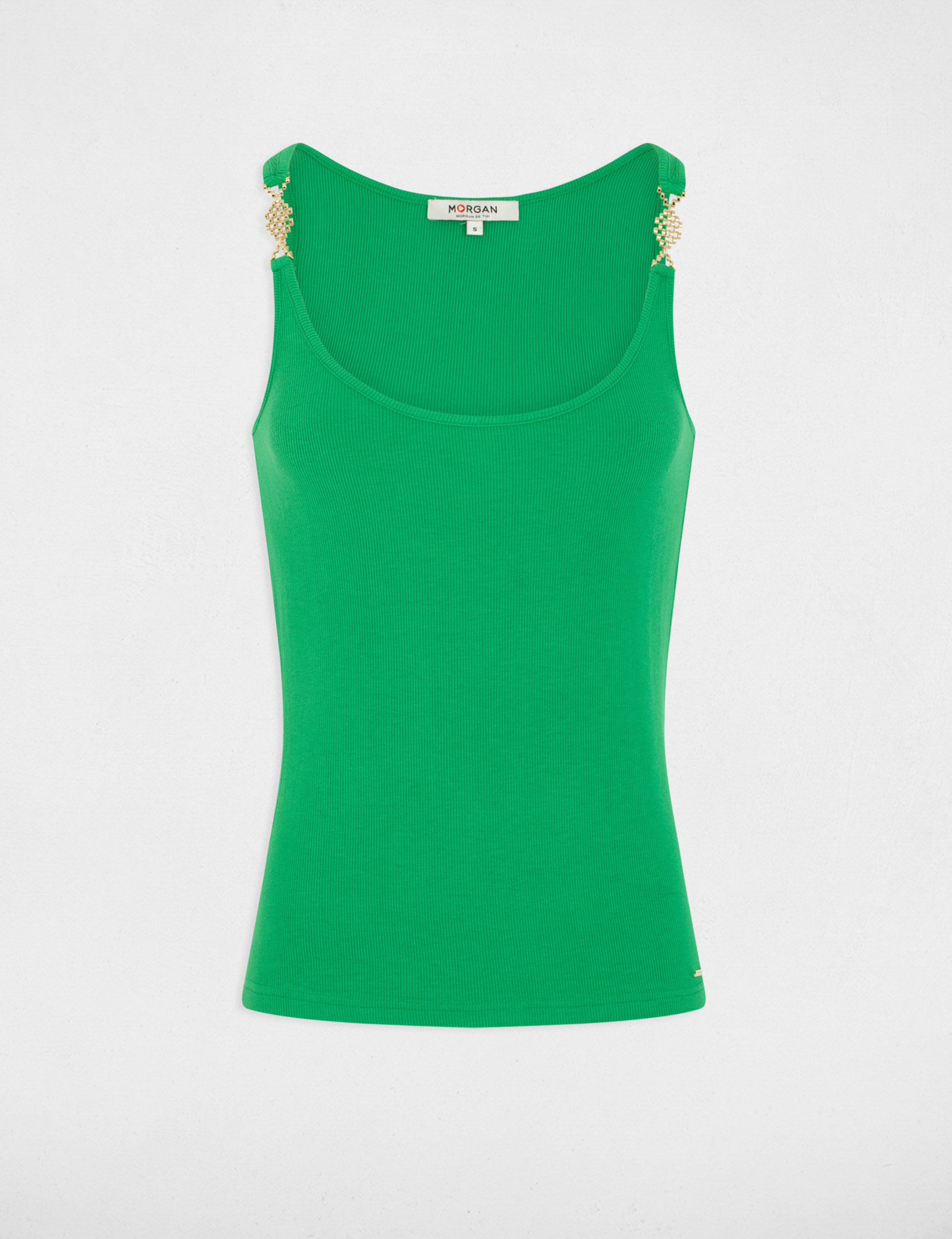Vest top with thin straps green ladies'
