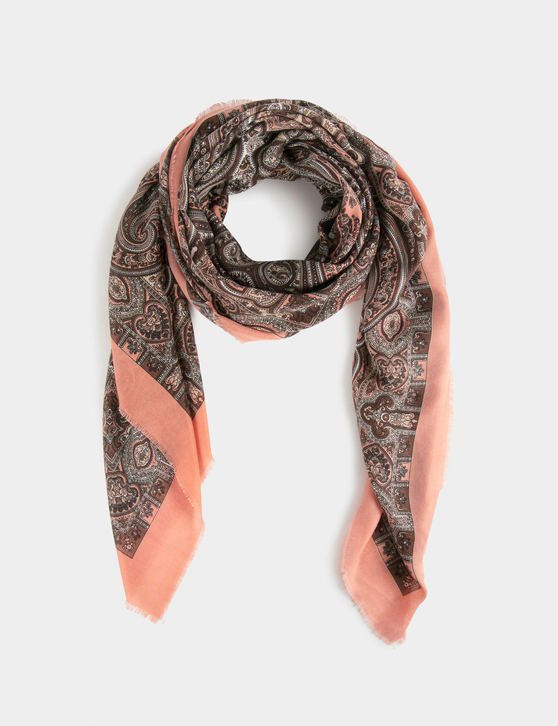 Scarf with paisley print orange ladies' Scarf with paisley print orange ladies'