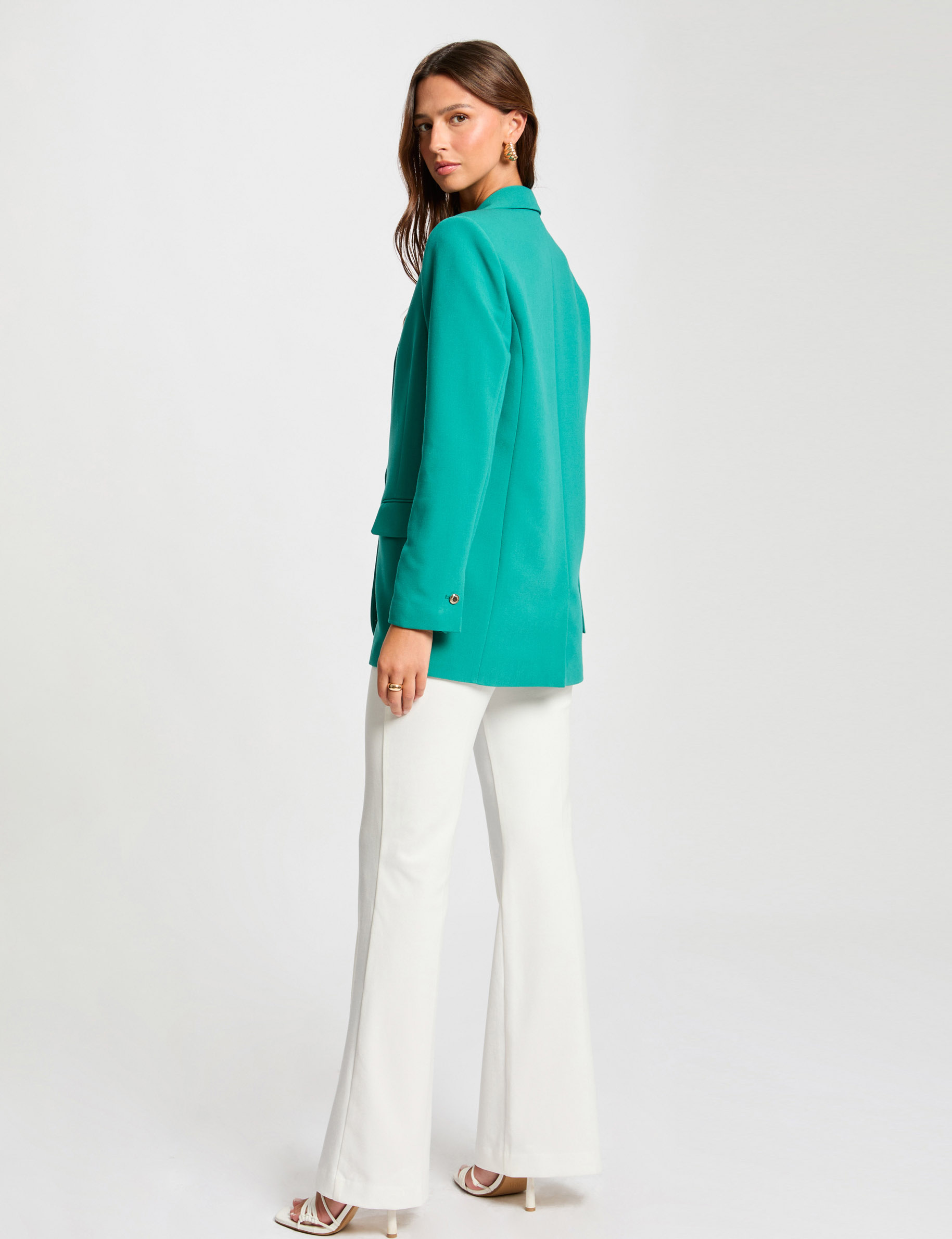 blazer long sleeves mid green women Blazer long sleeves mid-green women
