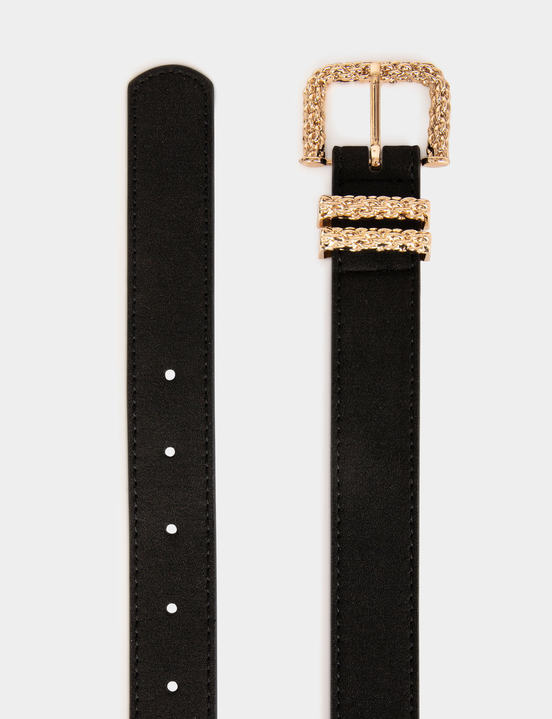 Belt with twin keepers black ladies'