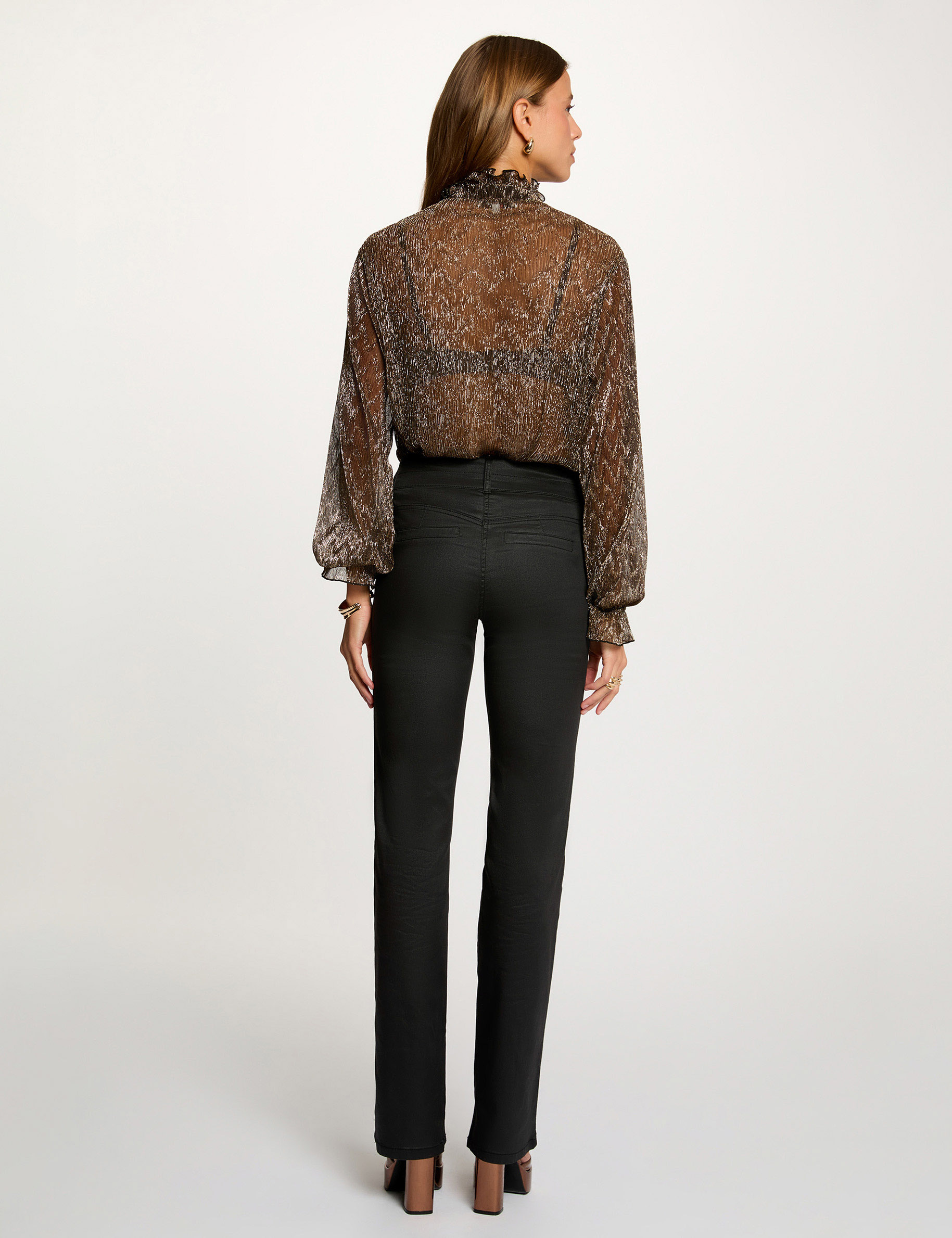 Coated bootcut trousers black women