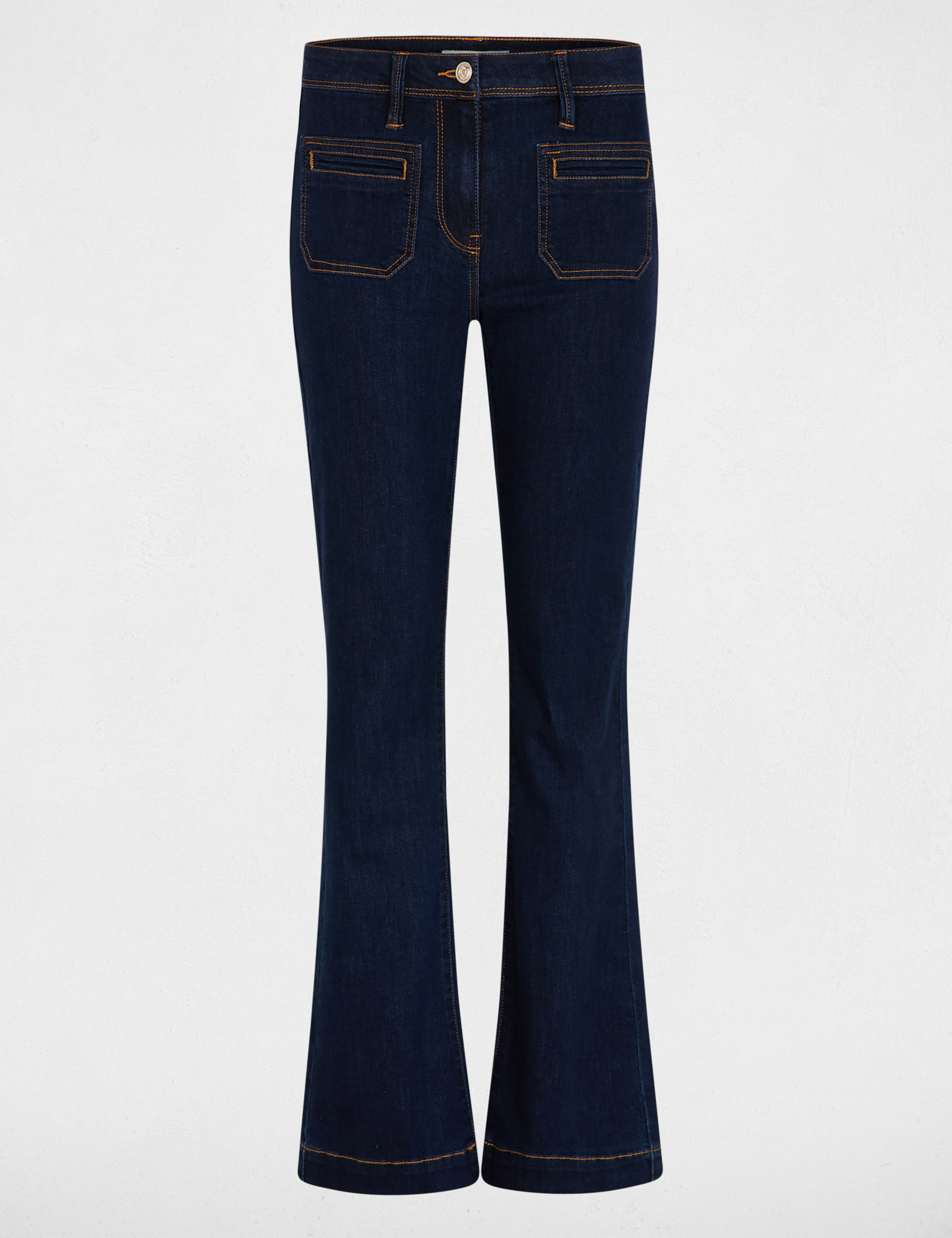 High-waisted bootcut jeans raw denim women
