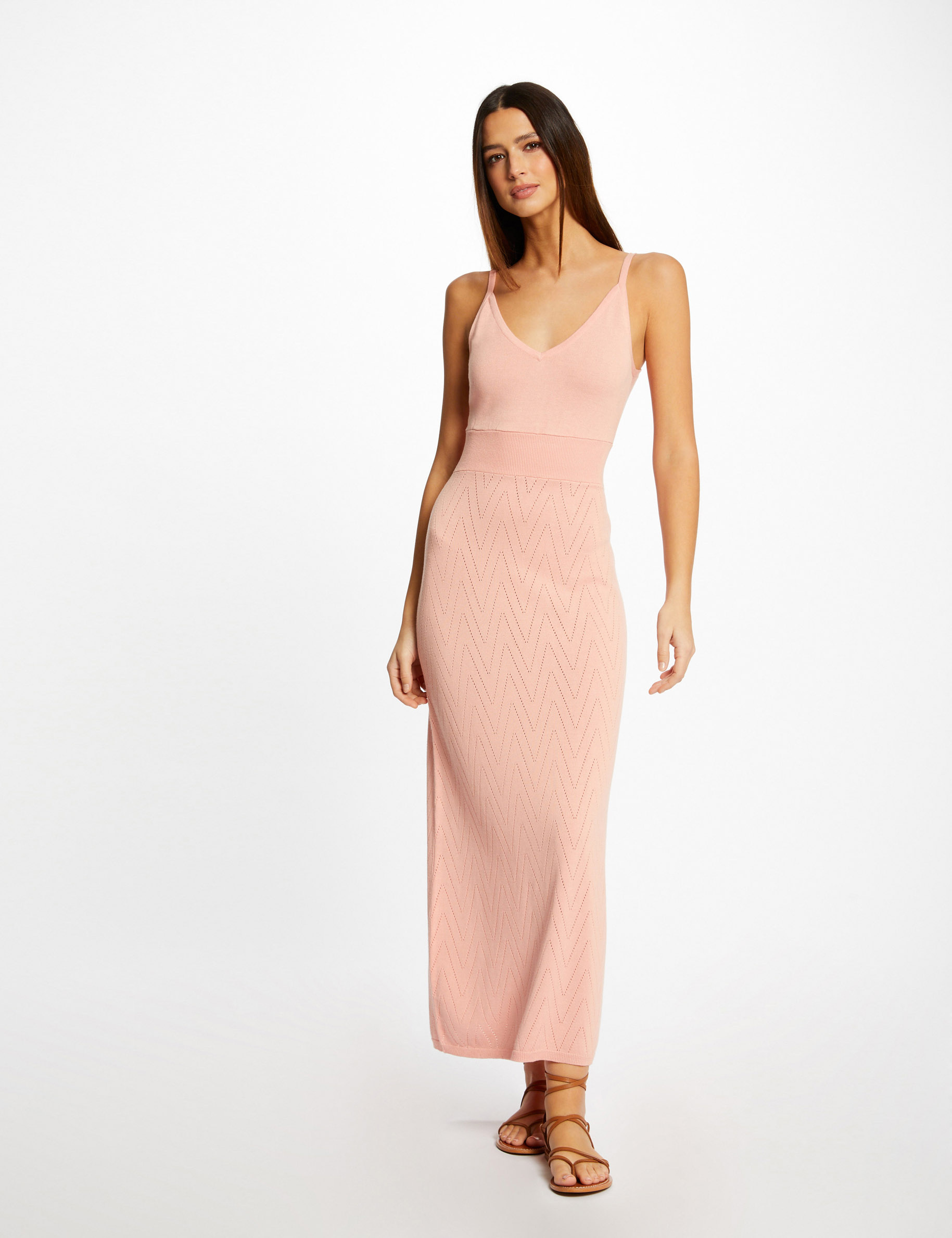 Pink ribbed maxi sales dress