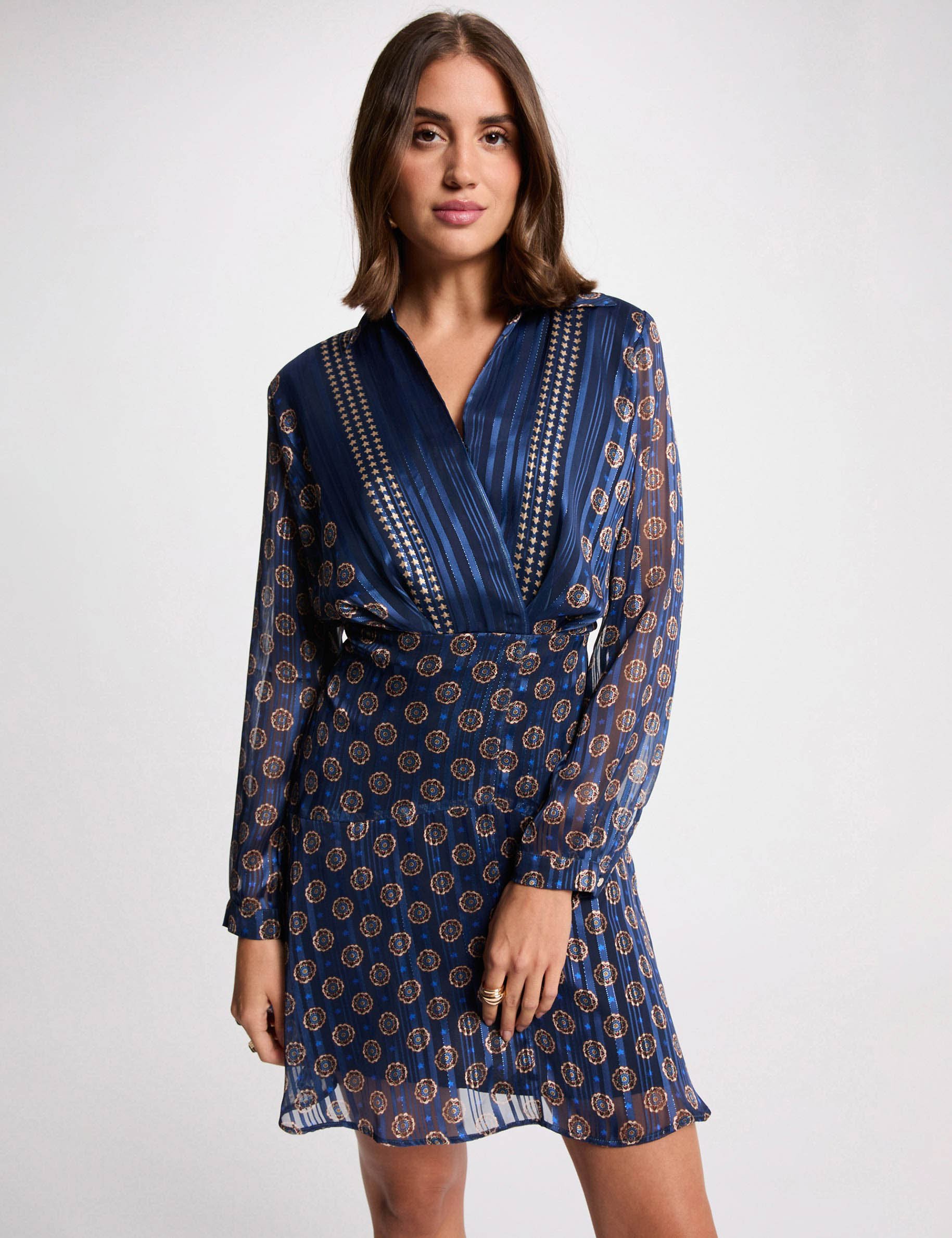 Flowy v-neck dress multicolor women