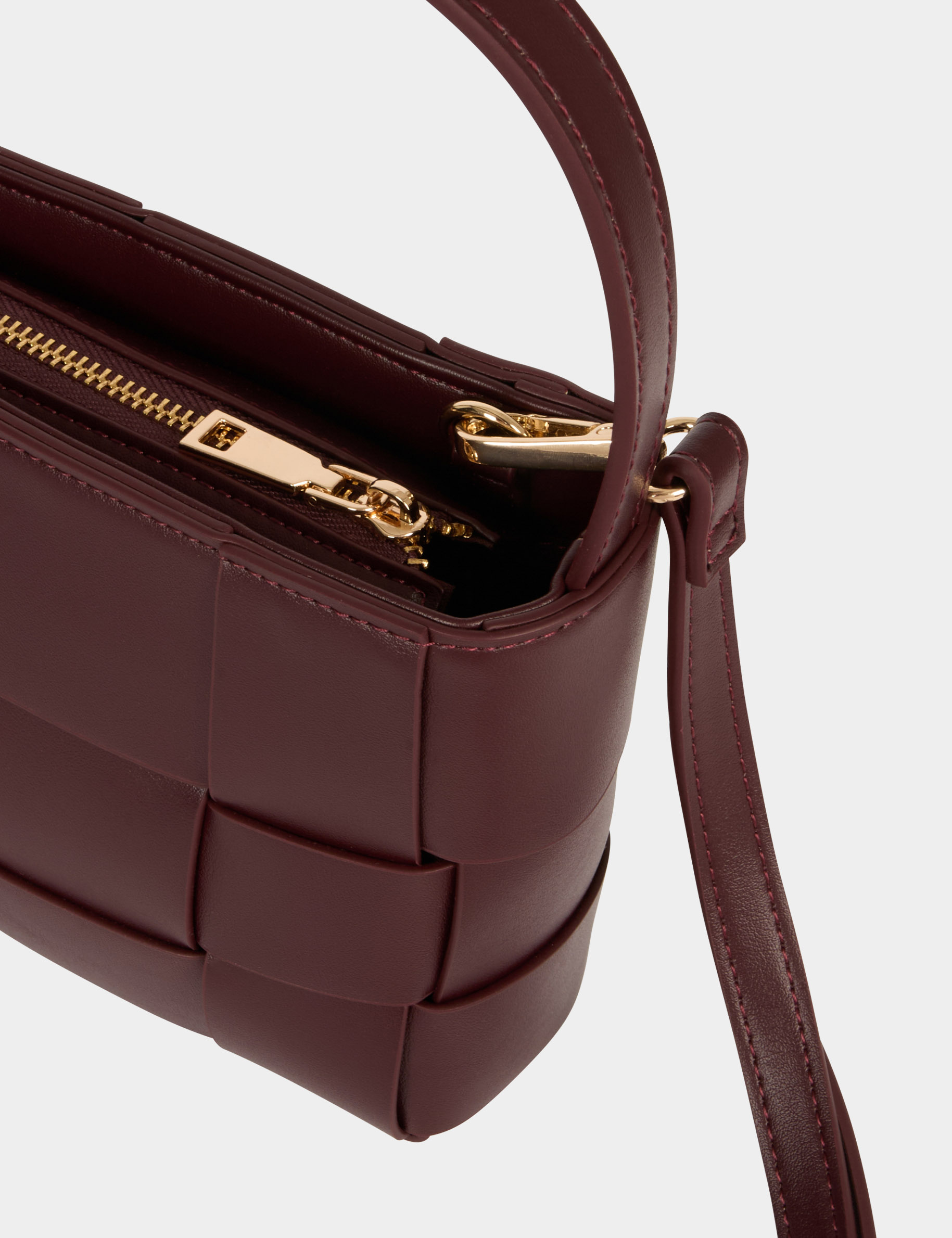Woven faux leather bag bordeaux women