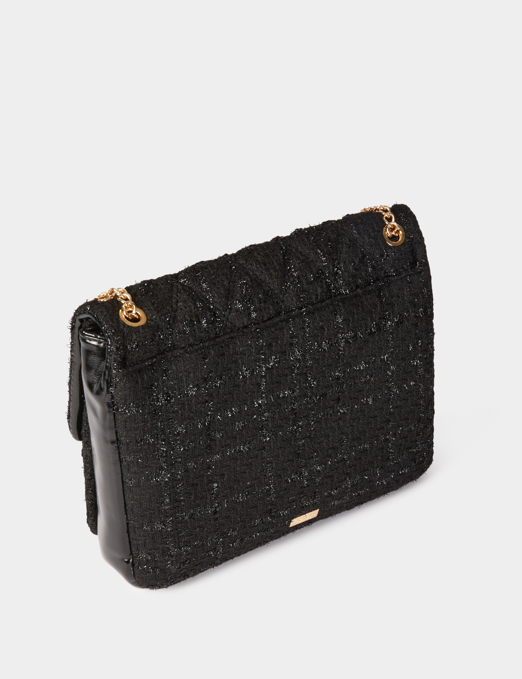 Metallic tweed bag black women