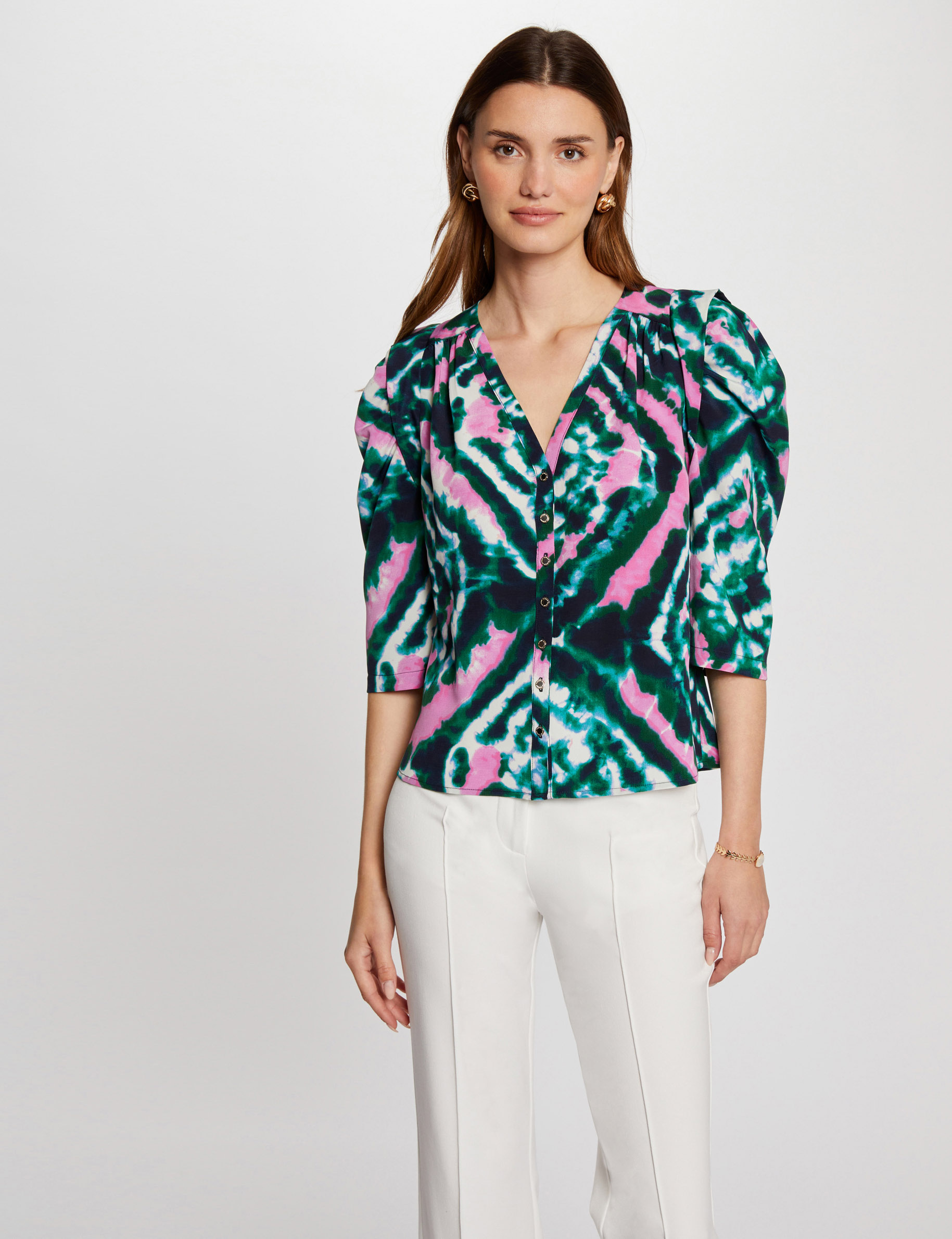 34 length sleeved shirt multicolored women 3/4-length sleeved shirt multicolored women