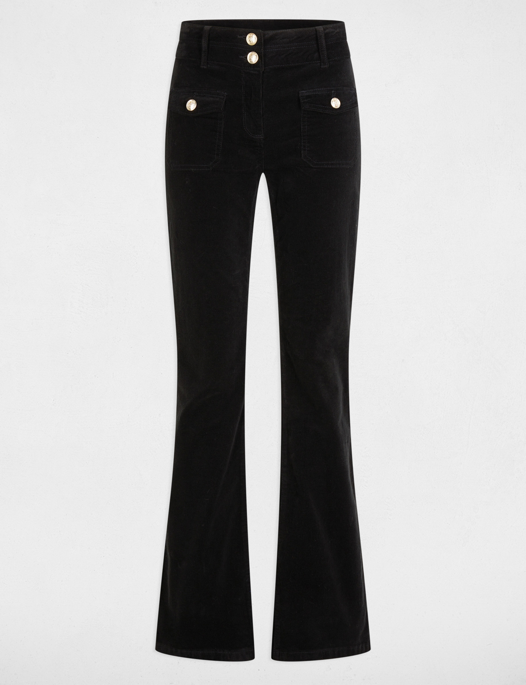 pantalon ajuste velours noir femme Pantalon ajusté velours noir femme