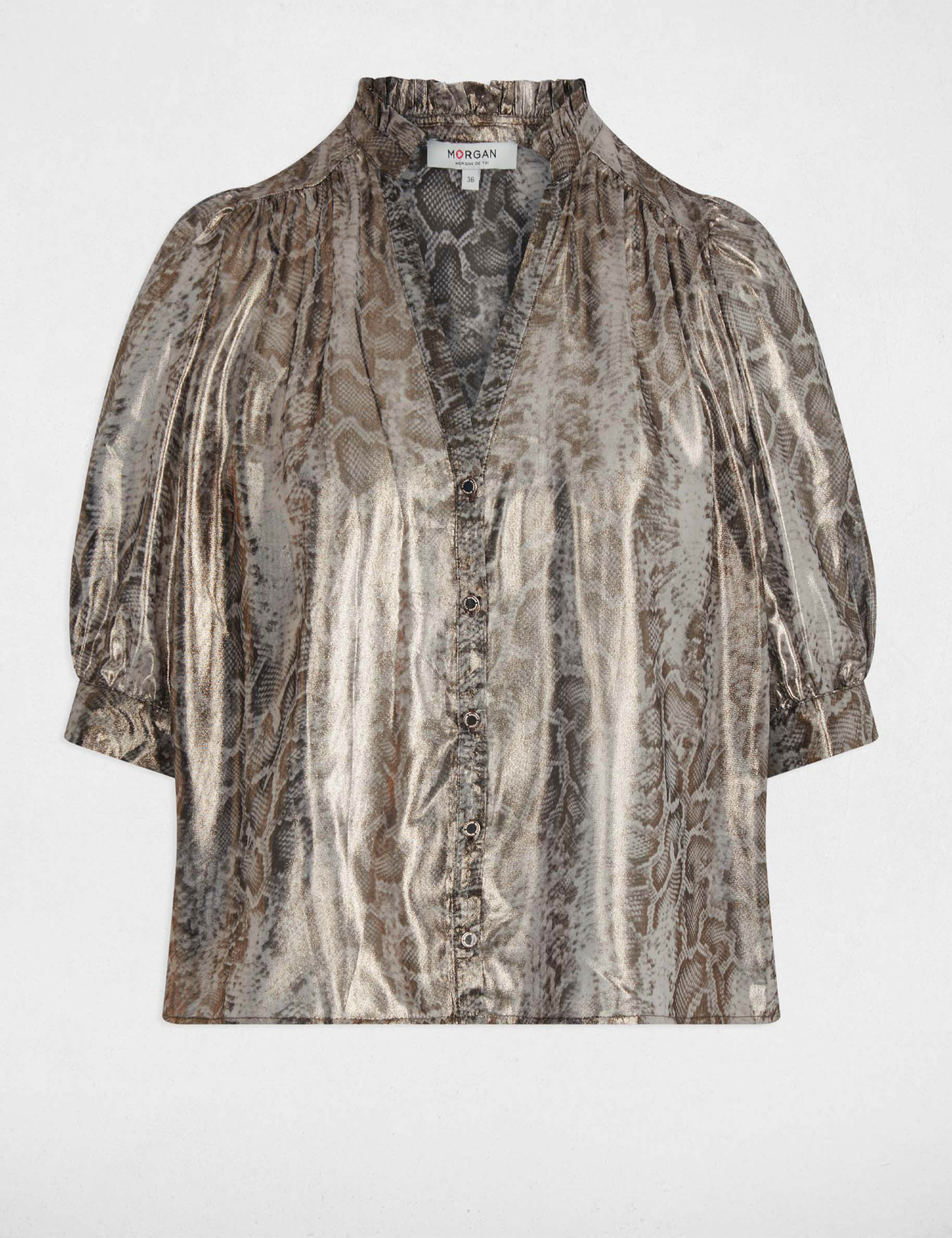 fitted shirt with puff sleeves multicolor women Fitted shirt with puff sleeves multicolor women