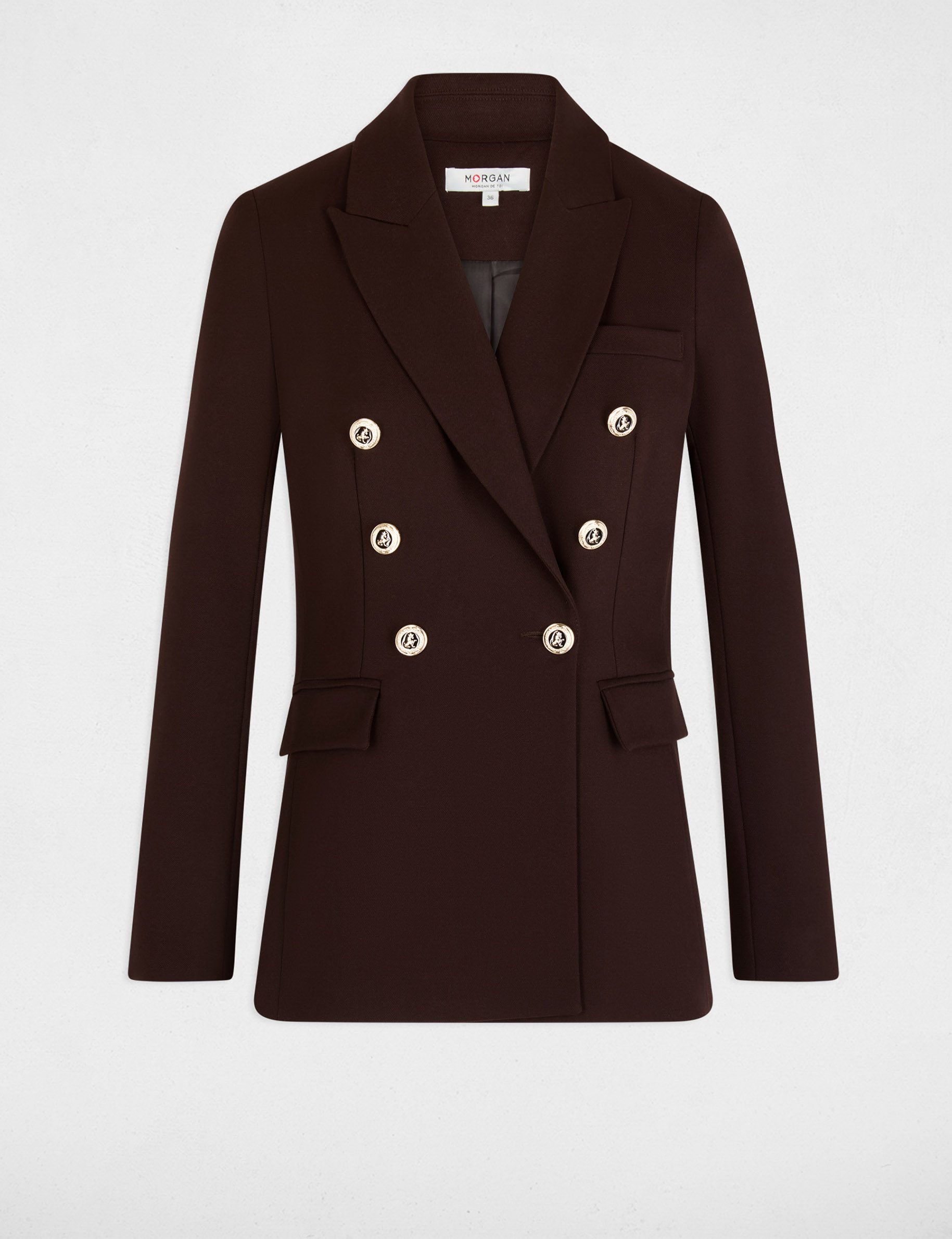 Sleeveless fitted blazer dark brown women