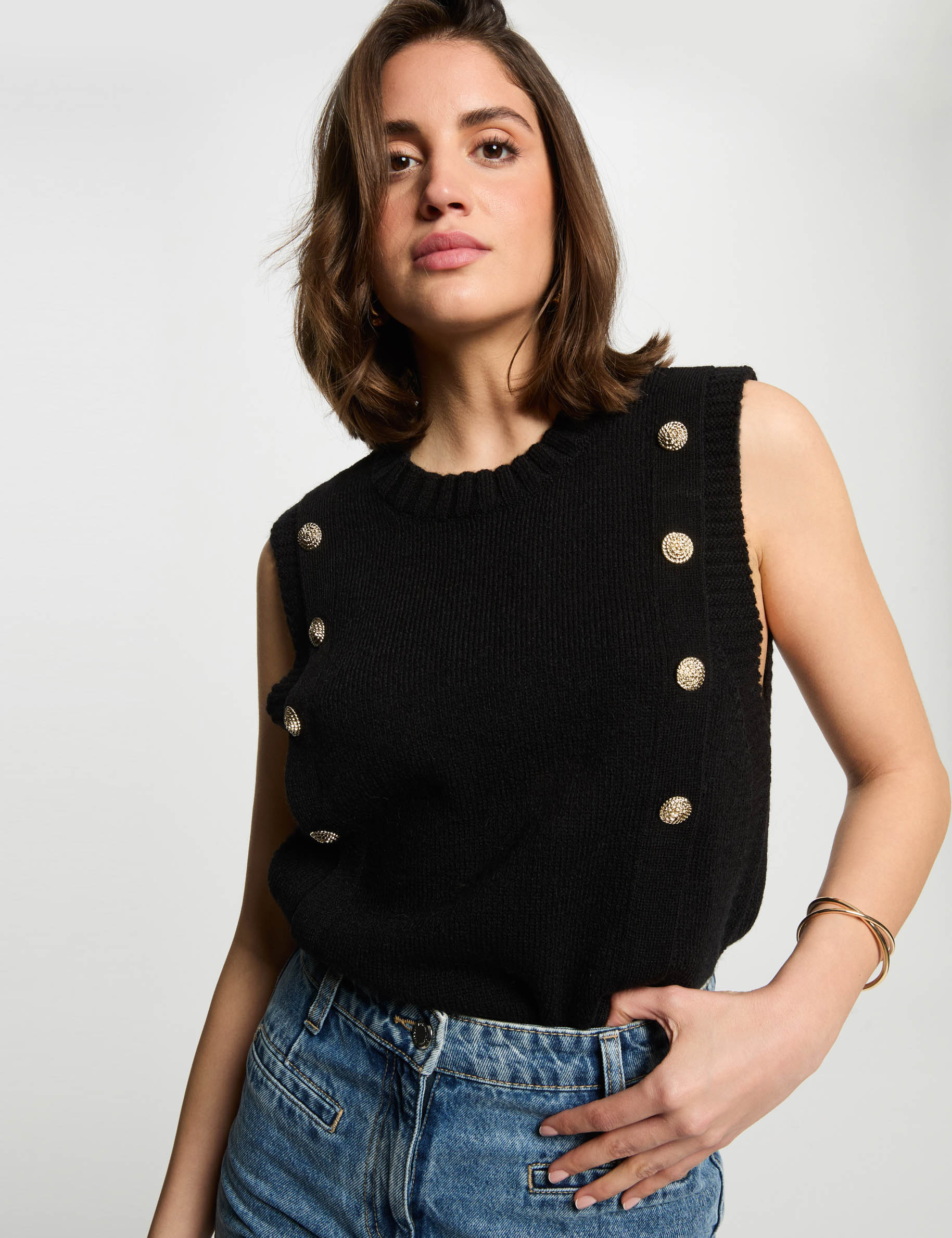 sleeveless jumper black women Sleeveless jumper black women