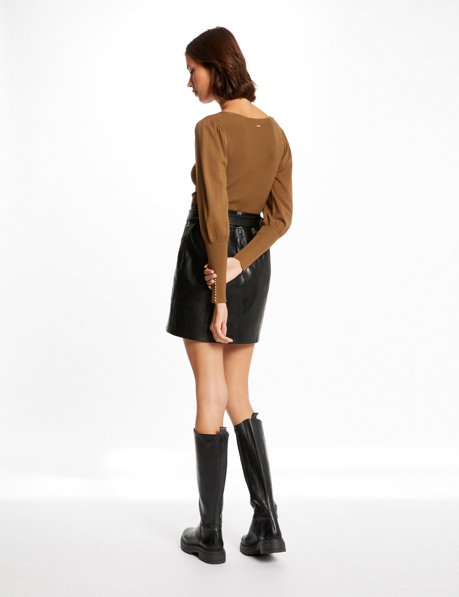 Long-sleeved jumper with buttons olive ladies'