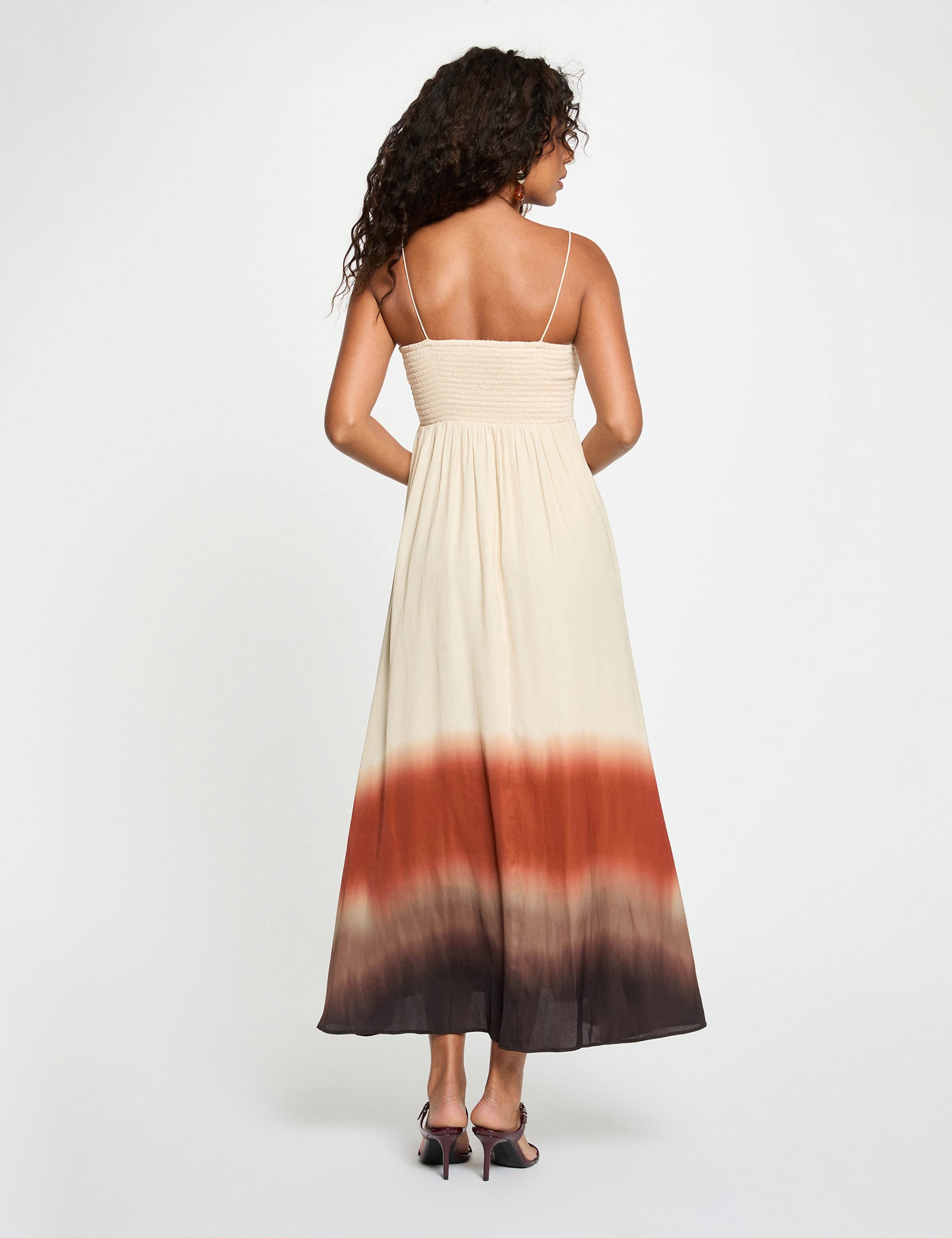 Maxi loose straight dress dark brown women