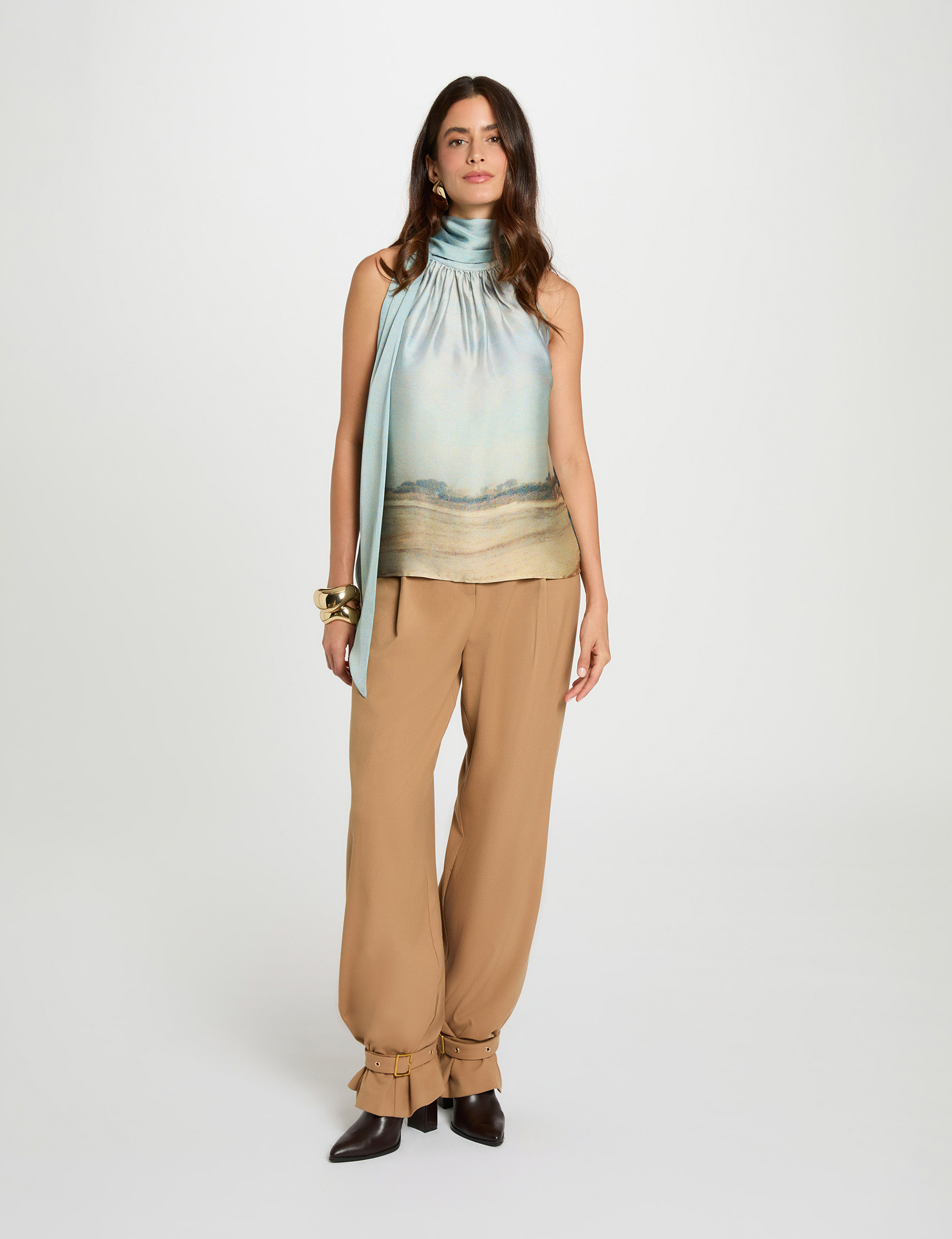 Sleeveless satin blouse multicolor women