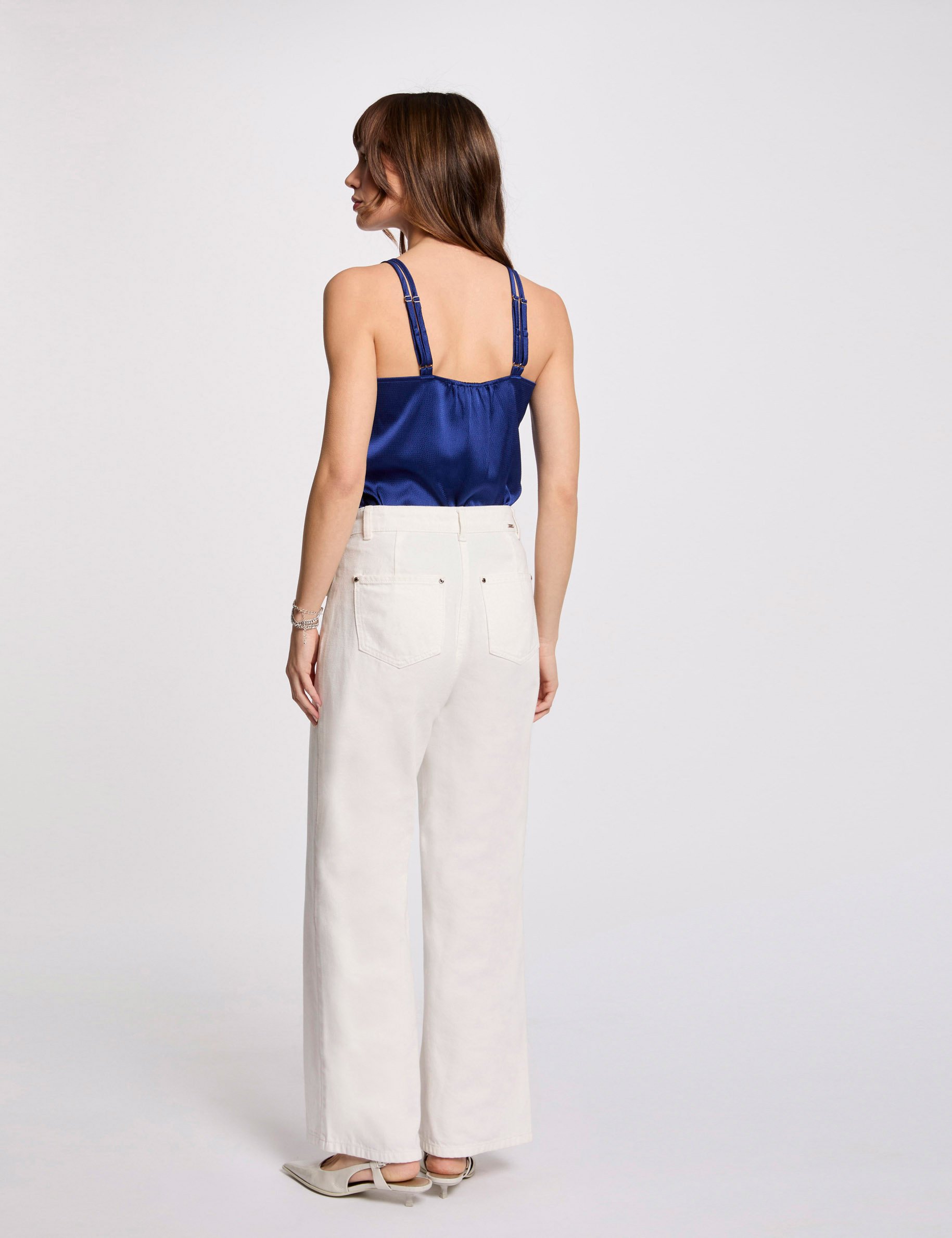 satin top with straps electric blue women Satin top with straps electric blue women