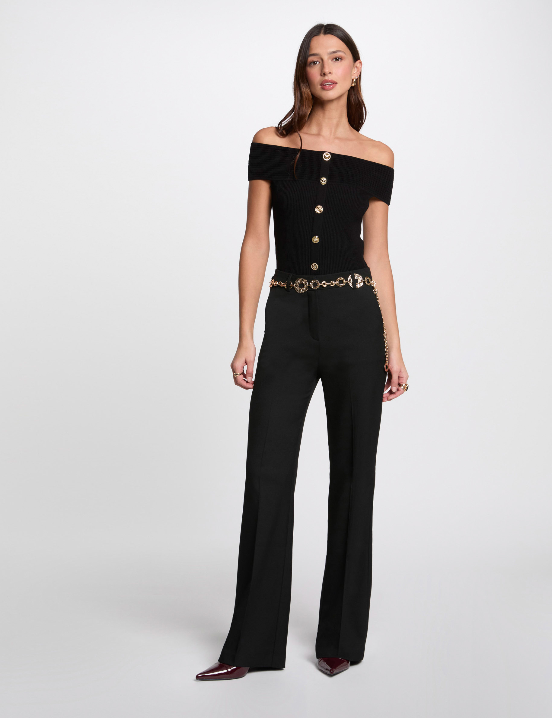 jumper off the shoulder collar black women Jumper off the shoulder collar black women